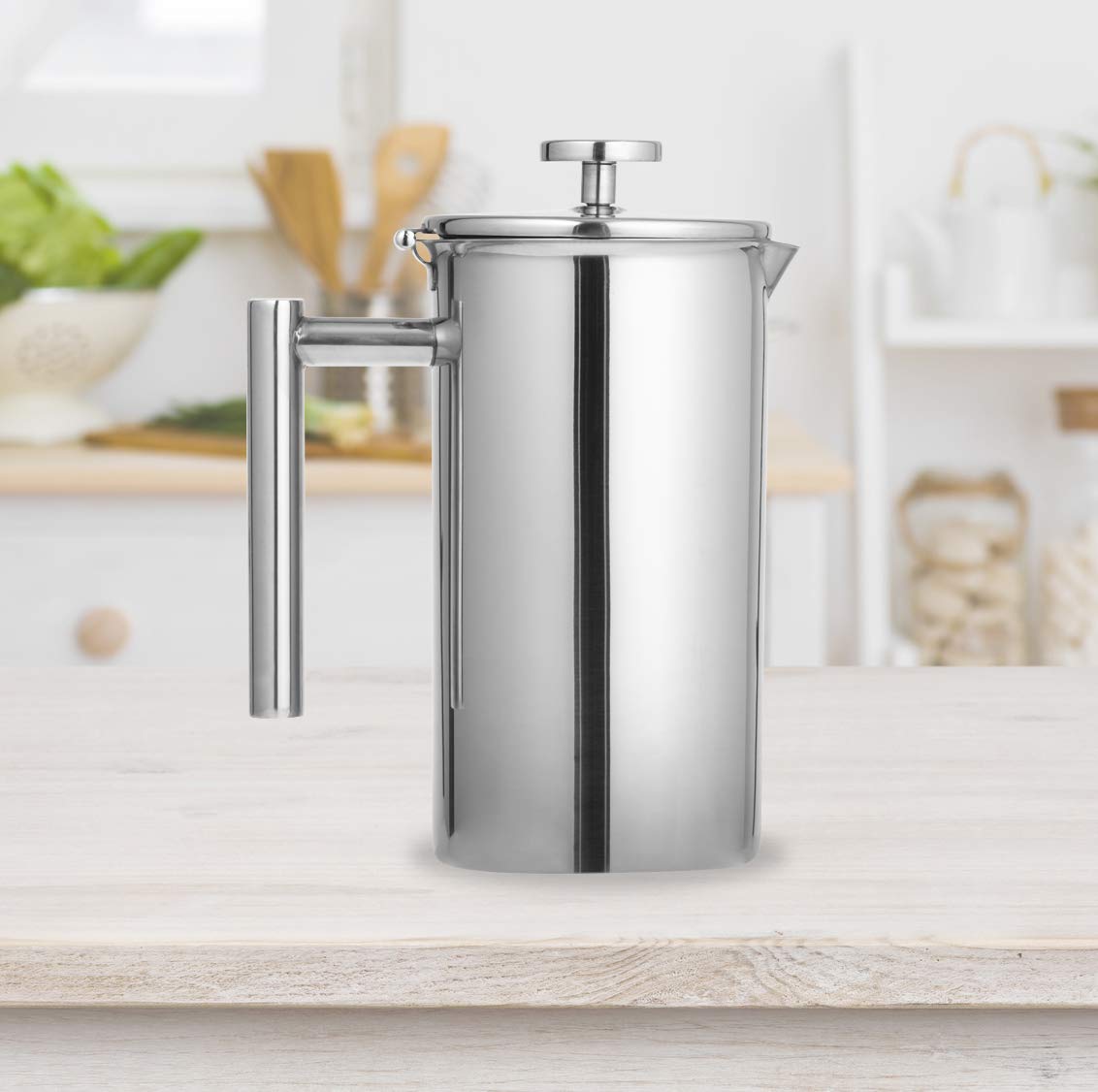 Stratford 199-902 18/10 Stainless Steel Coffee Maker - Silver | Drip Coffee Machine for Home, Office & Camping | Easy Brew & Keep Warm Function