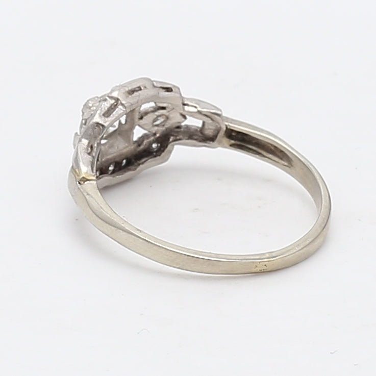 0.39 Carat Old European Cut I SI2 Diamond Platinum Art Deco Ring - Vintage Engagement, Wedding, Anniversary Jewelry for Women