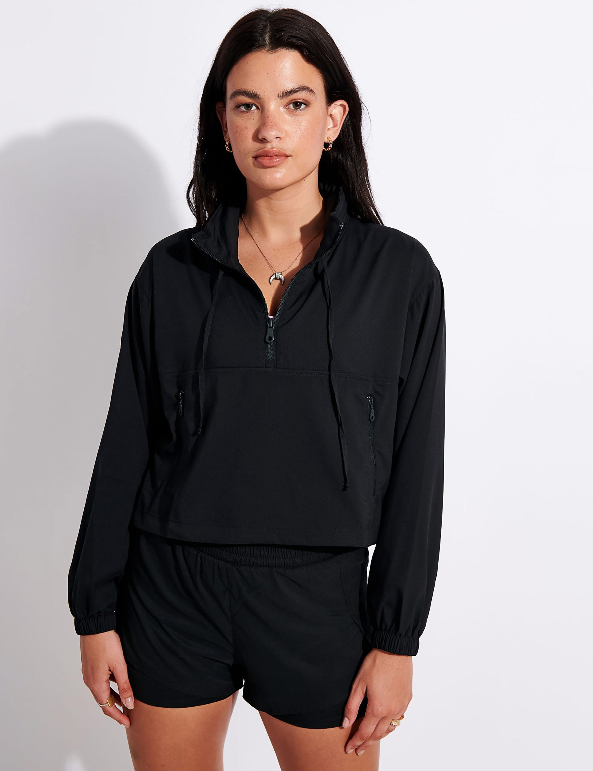 Lightweight Hummingbird Half Zip Windbreaker Jacket for Men & Women - Black - Outdoor Running, Hiking & Casual Wear