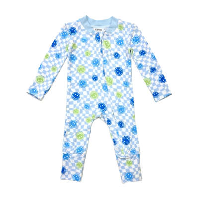 A Cozy Adventure with Blue Happy Face Footie Pajamas