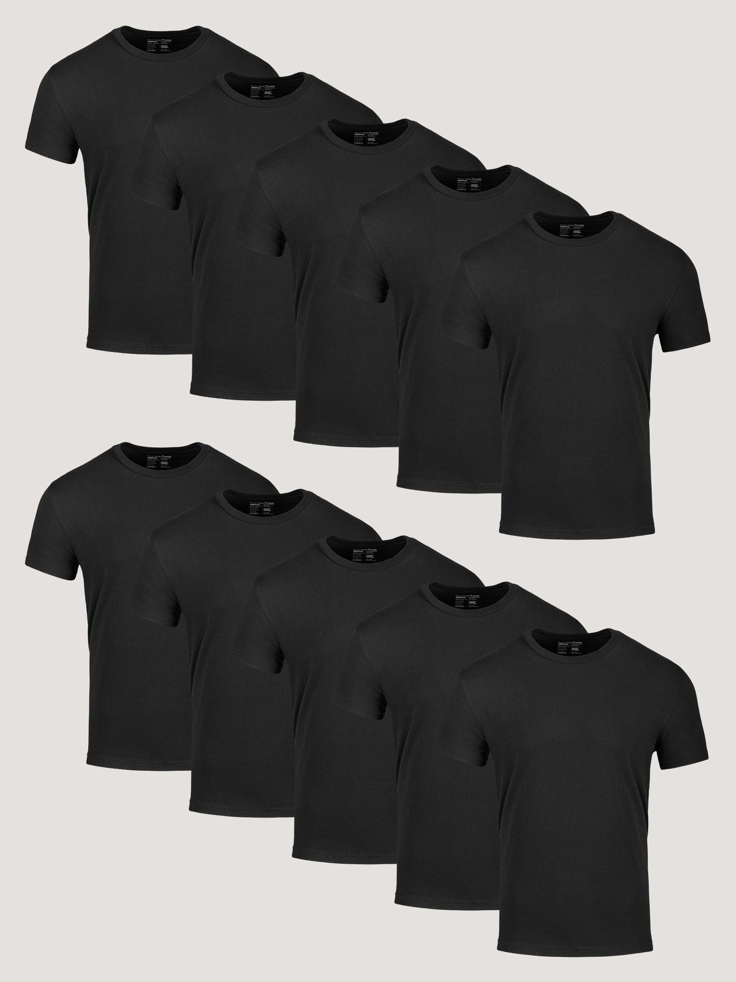 10 Pack All Black Crew Neck T-Shirts for Men - Soft Cotton Basic Tees for Casual Wear, Gym & Layering