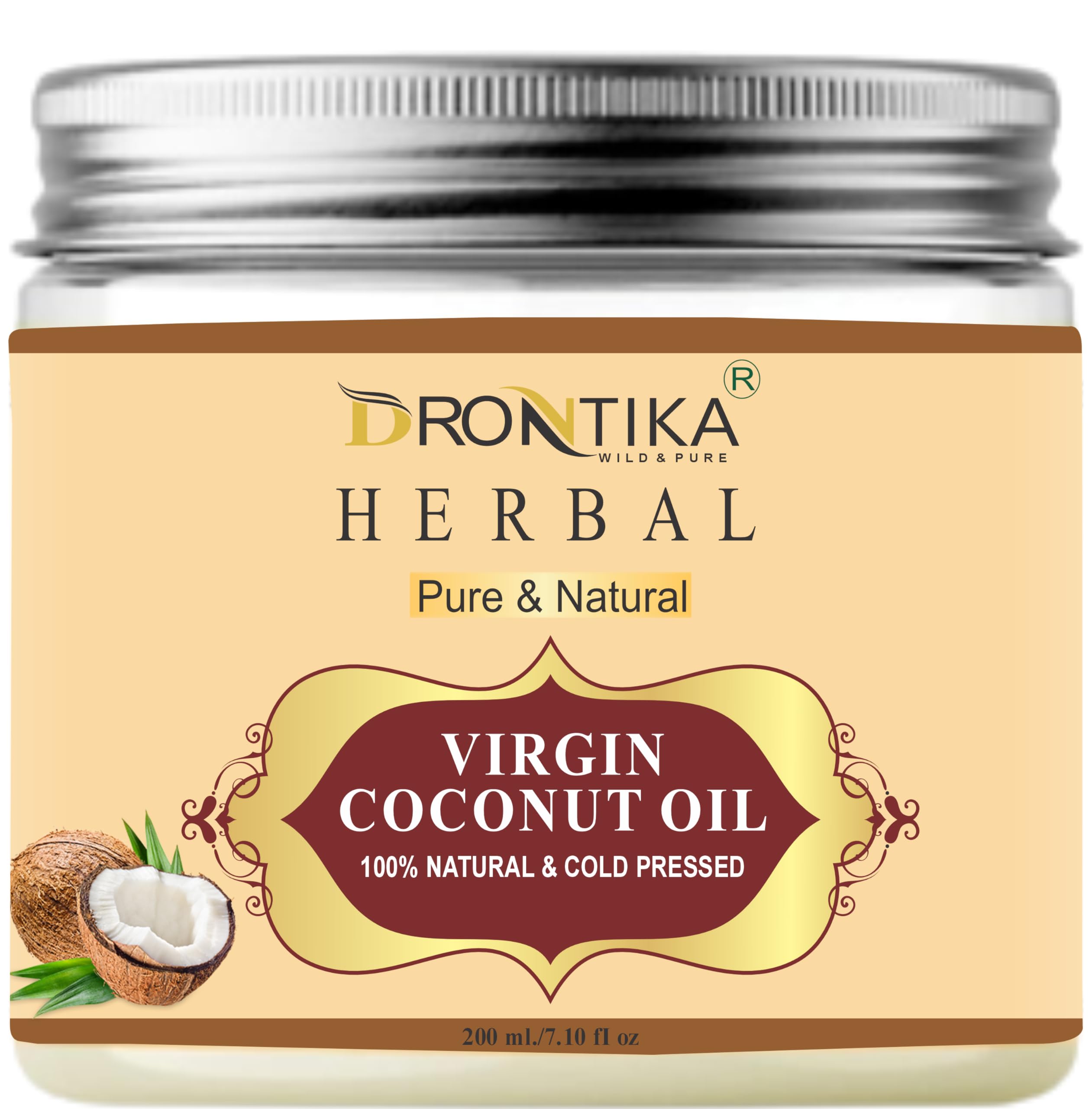 Drontika Wild & Pure Herbal Turmeric Moisturizing Ubtan Sunscreen Body Lotion SPF 30 with Turmeric & Saffron for Glowing Skin | Virgin Grade 1 Coconut Oil for Body & Hair Massage (200ml x 2) | Natural Skincare & Hair Care for Daily Hydration & Sun Protection