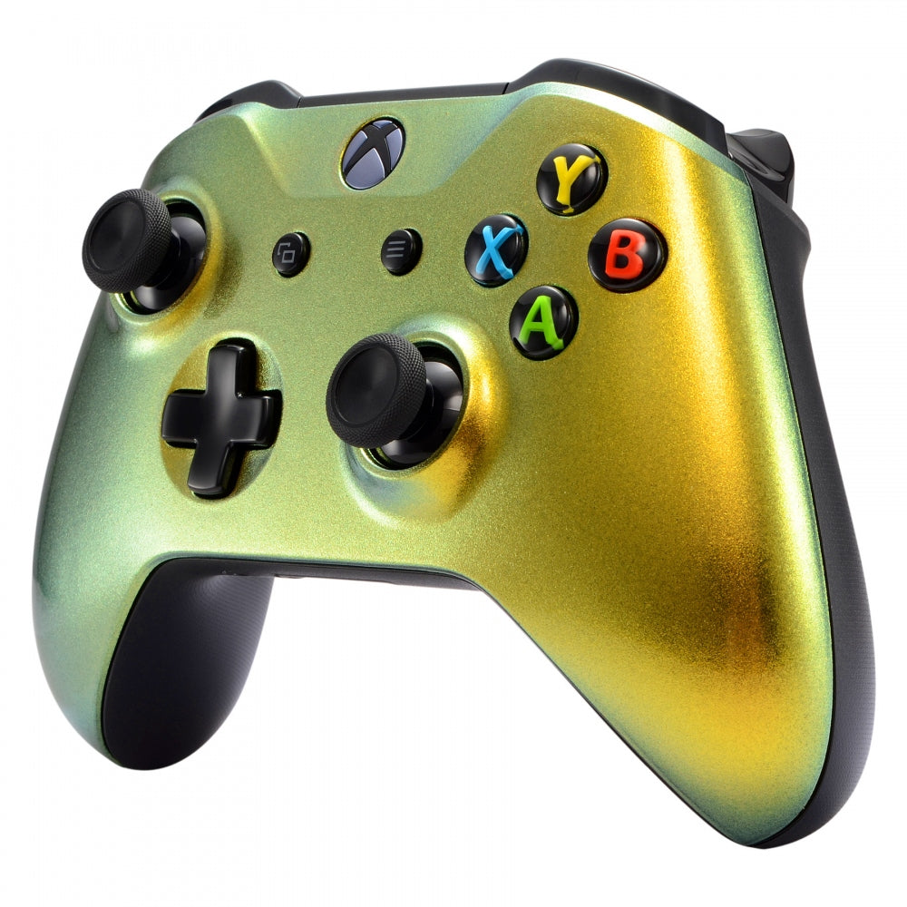eXtremeRate Gold & Green Chameleon Replacement Faceplate for Xbox One X/S Controller - Custom Shell Cover with Premium Finish | Perfect for Gaming, Streaming & Controller Customization