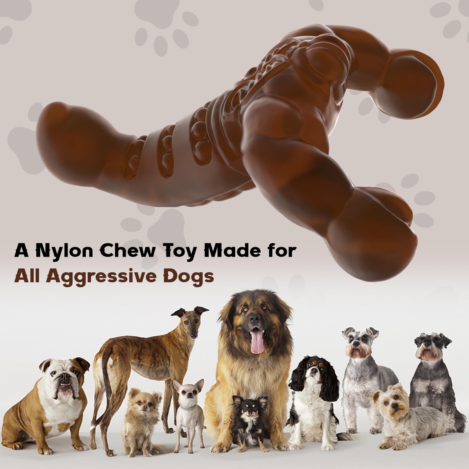 Indestructible Dog Toys for Aggressive Chewers - Real Bacon Flavor Durable Tough Dog Bone Chew Toy for Medium & Large Breed Dogs - Perfect for Boredom Relief, Teething Puppies & Long-Lasting Playtime