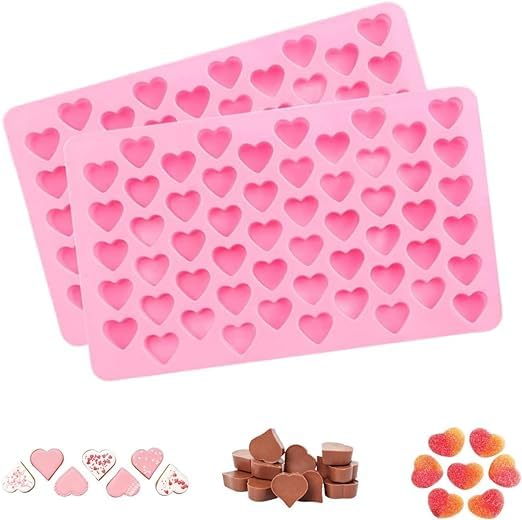 Premium Silicone Chocolate Molds Set - 2 Pack Teddy Bear & 55 Cavity Heart Shaped Molds for Baking, Candy, Ice Cubes, Jelly | Valentine's Day Gifts, DIY Treats, Party Desserts, Romantic Gift Ideas