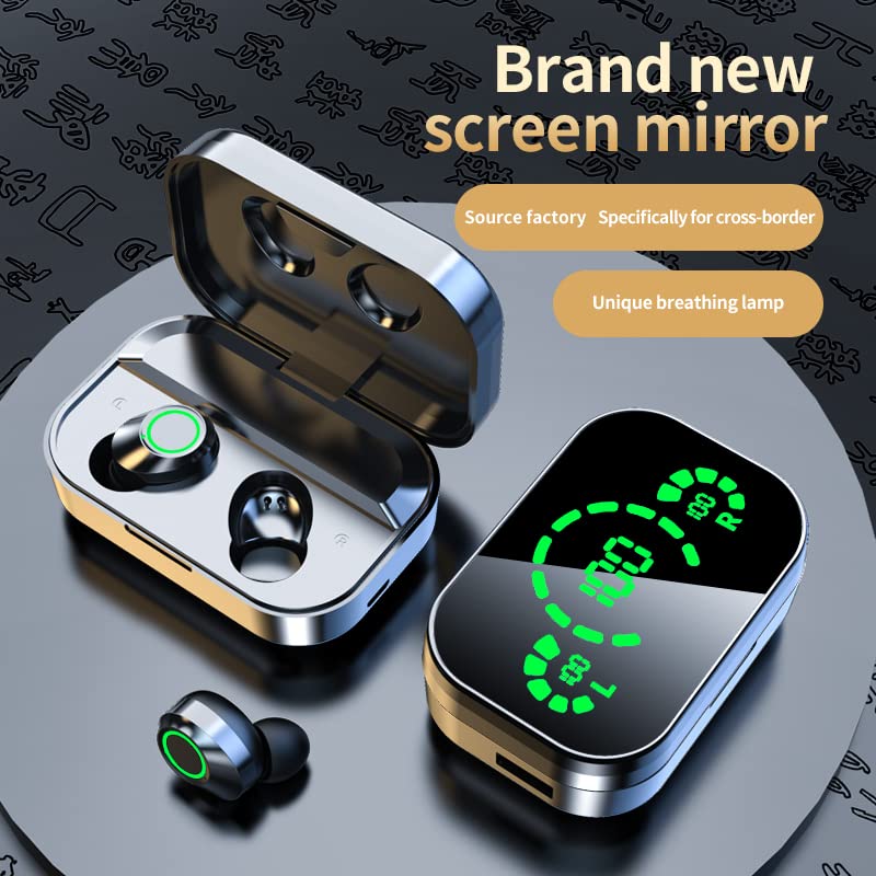 TWS True Wireless Earbuds Bluetooth 5.0, IPX7 Waterproof In-Ear Headphones with Noise Cancellation for iPhone & Android - Perfect for Gym, Running, Travel & Small Ear Canals