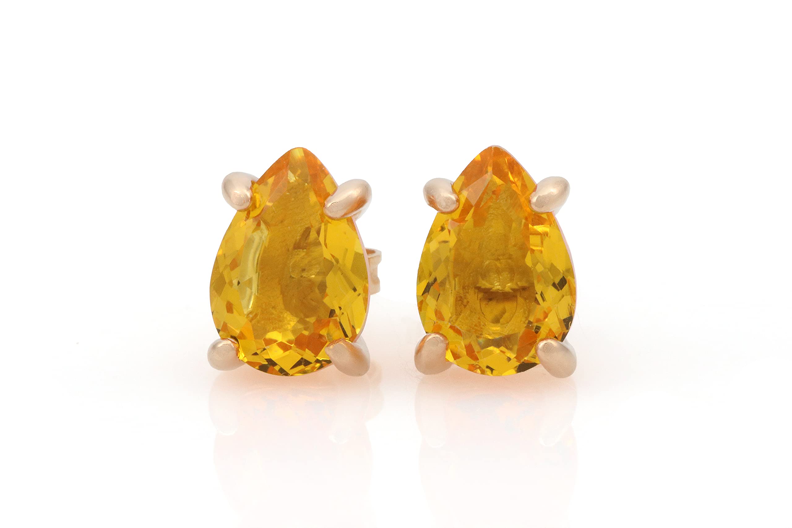 Elegant Pear-Shaped Yellow Citrine Stud Earrings for Women - Handmade Gemstone Jewelry - Perfect Wedding, Bridal, Birthday & Anniversary Gift - Comes with Gift Box | Ideal for Parties, Date Nights & Special Occasions
