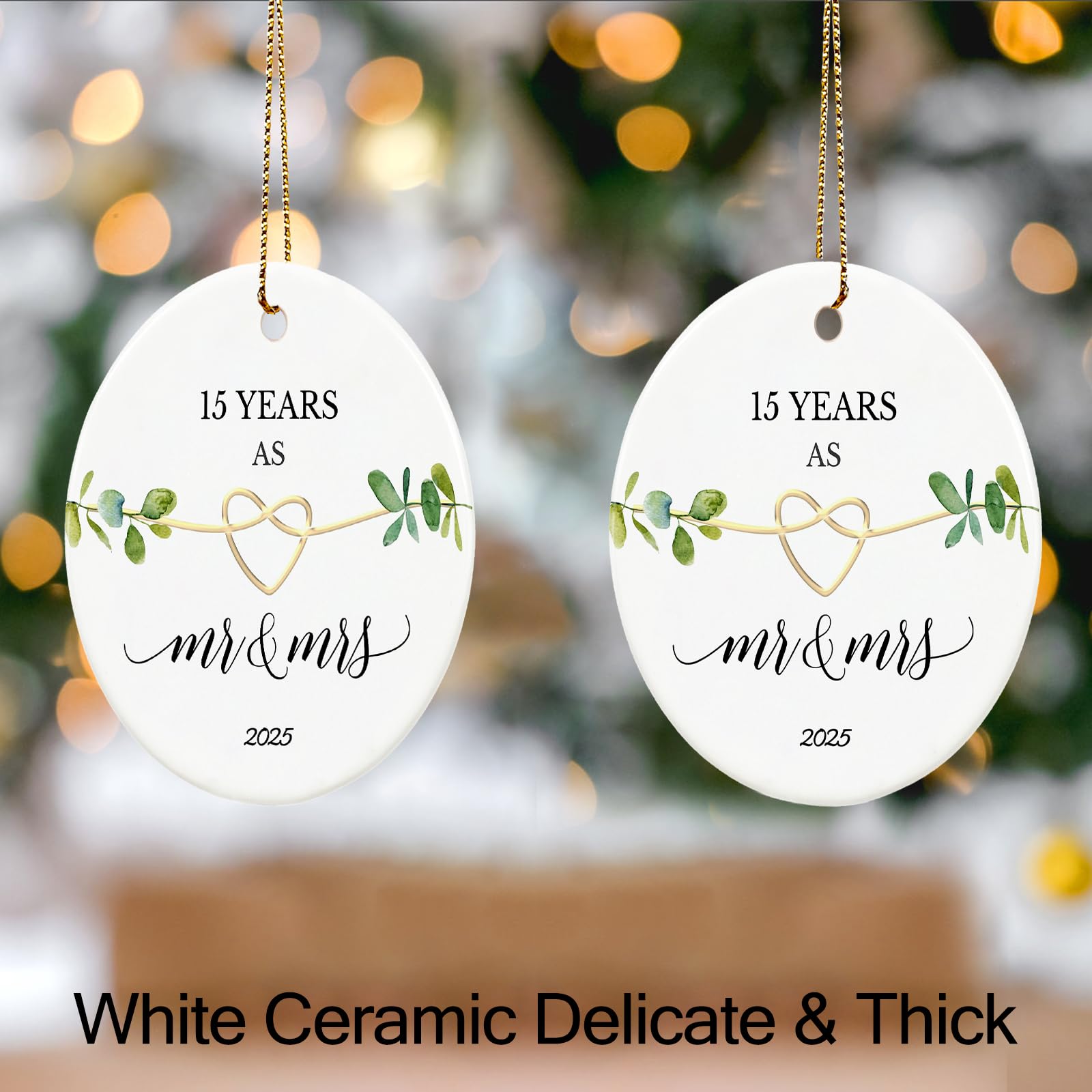 15th Wedding Anniversary Ornament - 2.9