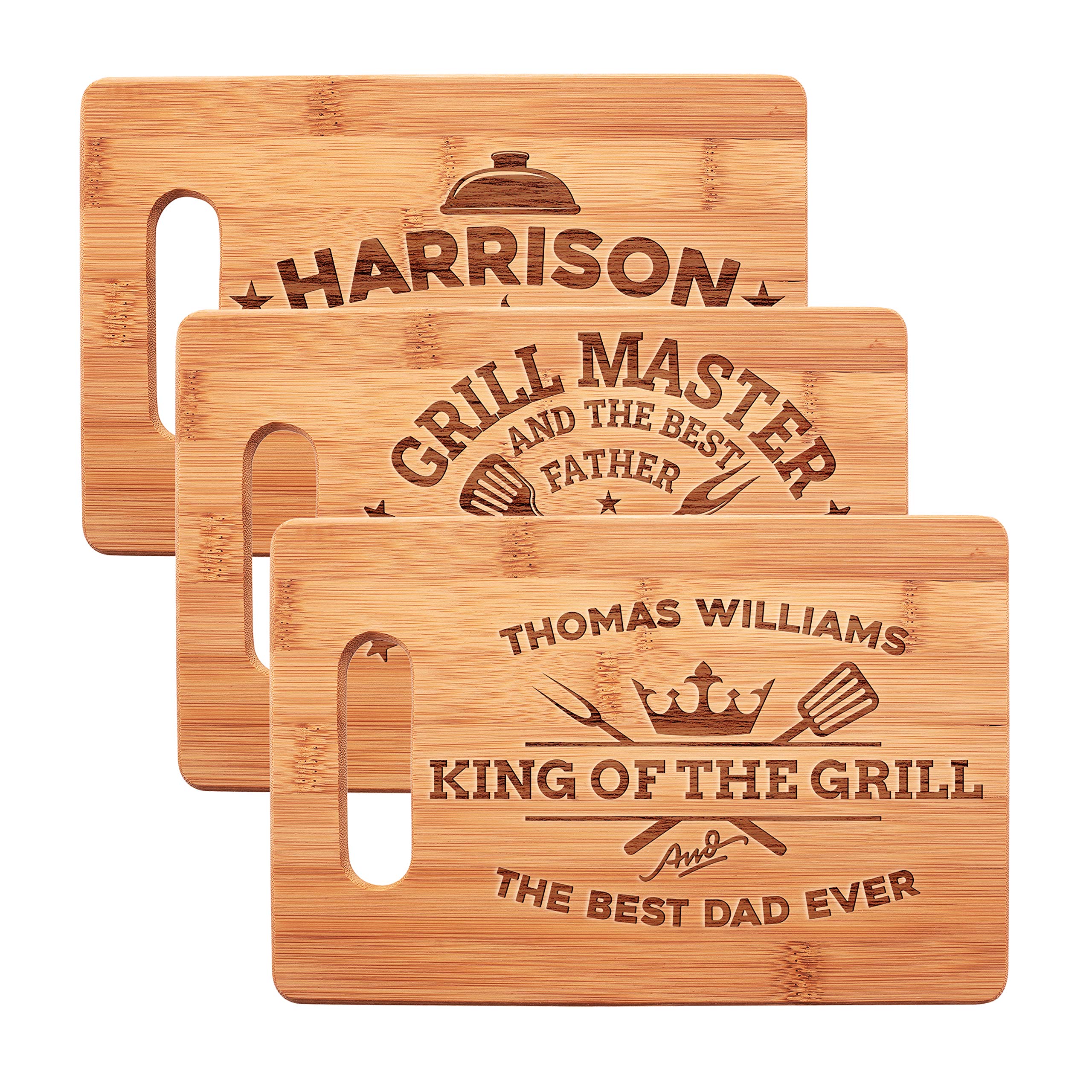 Personalized Bamboo Cutting Board for Dad - Custom Grill Master Gift for Husband, Father - 12 Unique Designs, 6