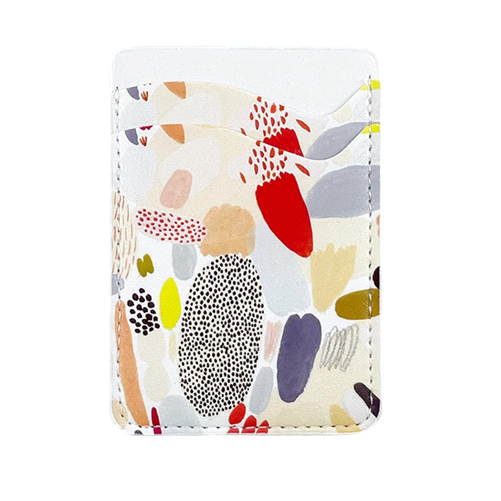 Obbii Leather Phone Wallet Case with Dual Pockets & Stretchy Credit Card Holder - Compatible with iPhone & All Smartphones (Abstract Paint Design) - Perfect for Hands-Free Shopping, Travel & Everyday Use