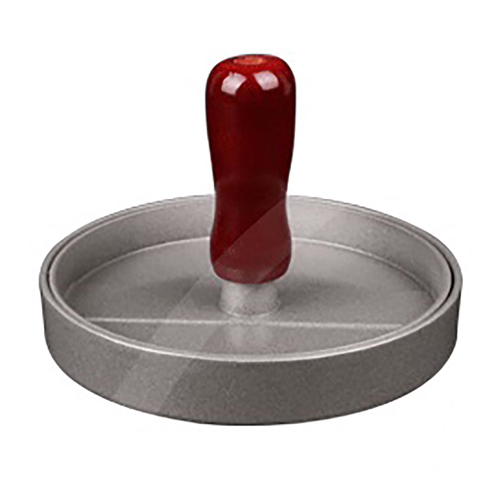Nonstick Hamburger Patty Maker Set with Wood Handle & 50 Wax Paper Sheets - Perfect Round Stuffed Burgers for BBQ, Picnics & Home Cooking (Red)