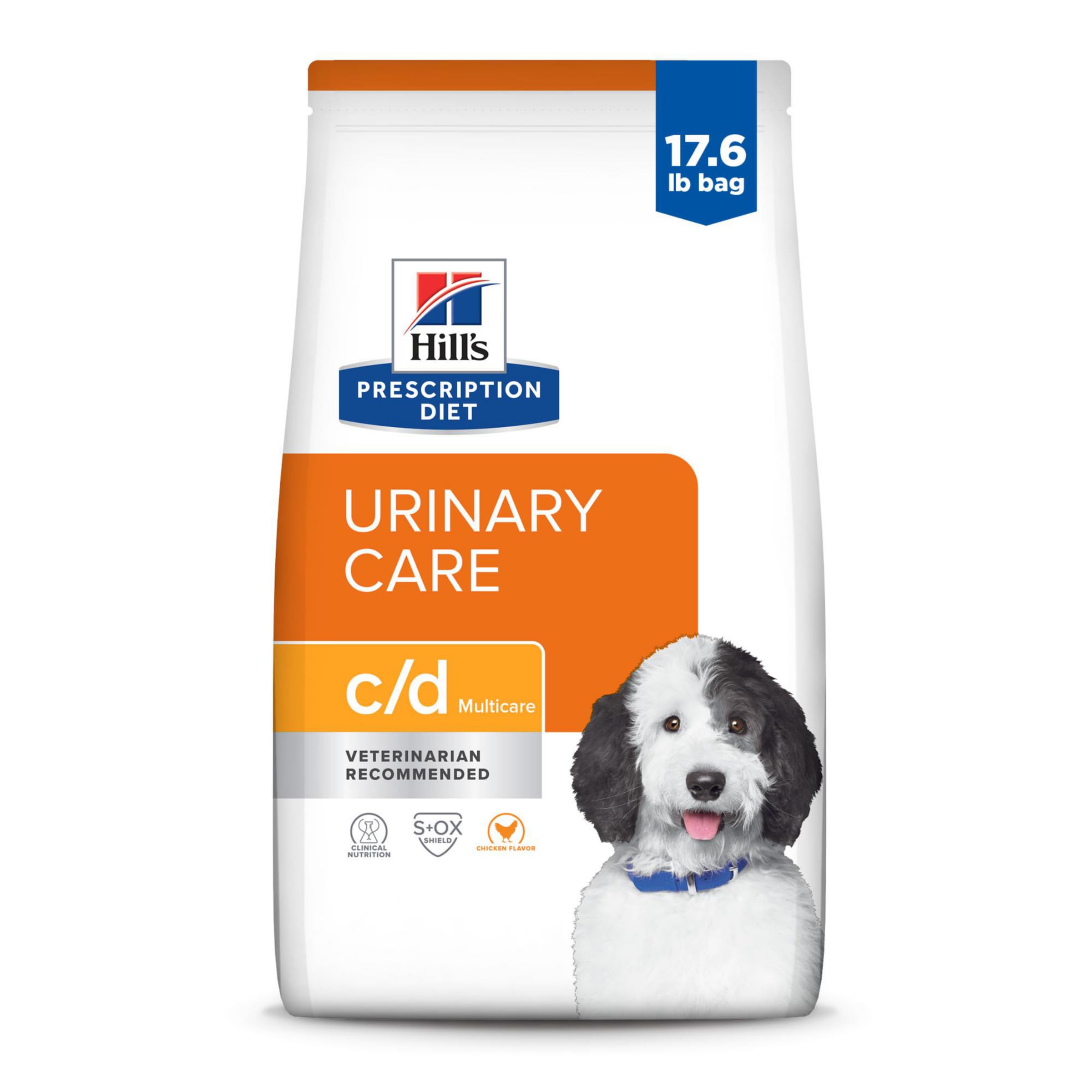 Hill's Prescription Diet c/d Multicare Urinary Care Dry Dog Food - Chicken Flavor - Veterinary Recommended for Urinary Health - 17.6 lb Bag - Supports Bladder Stones & UTIs - Ideal for Adult Dogs with Urinary Issues