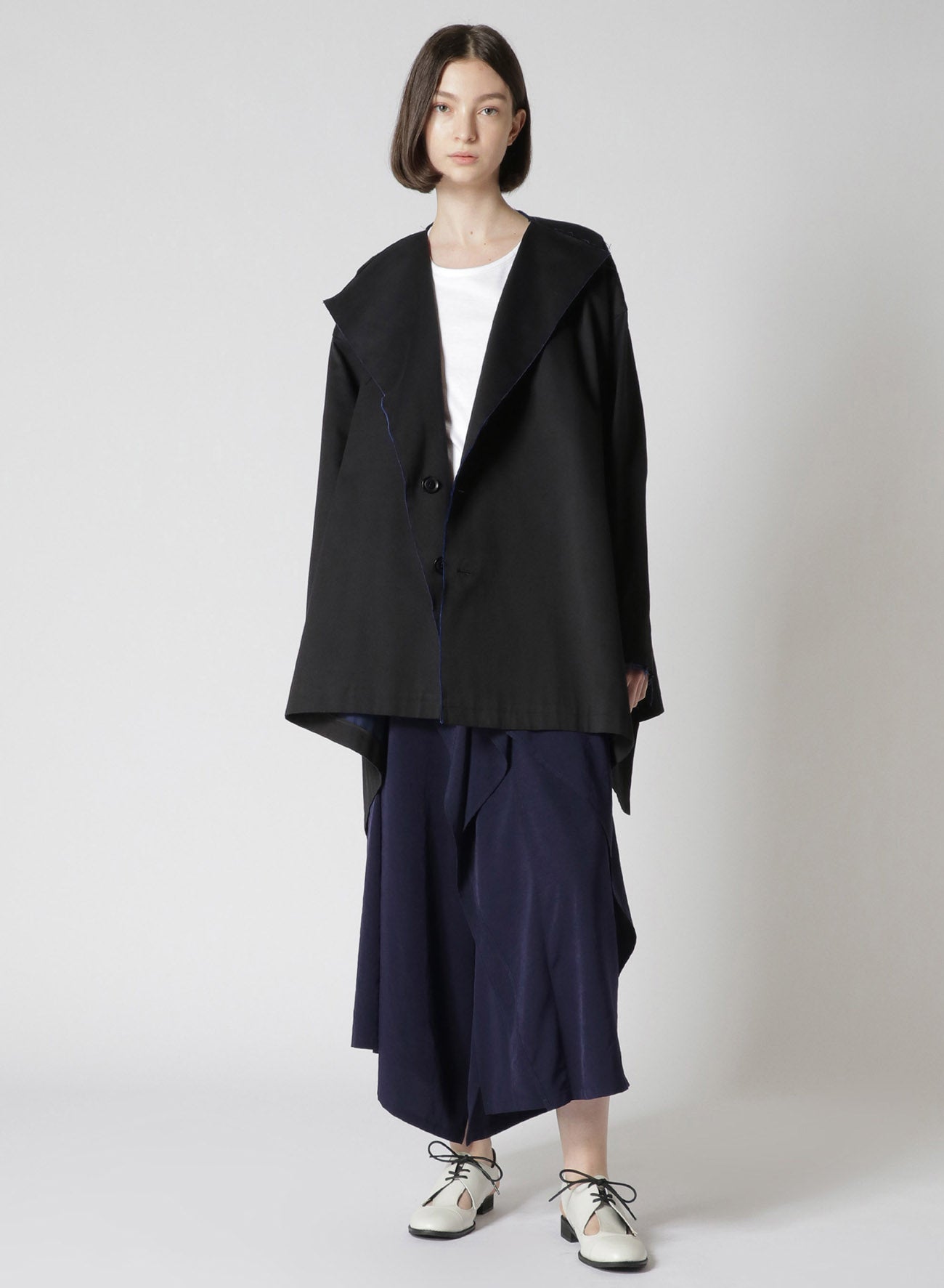 Double Faced Twill No Collar Short Coat for Women - Lightweight Spring Jacket for Casual Outfits & Office Wear