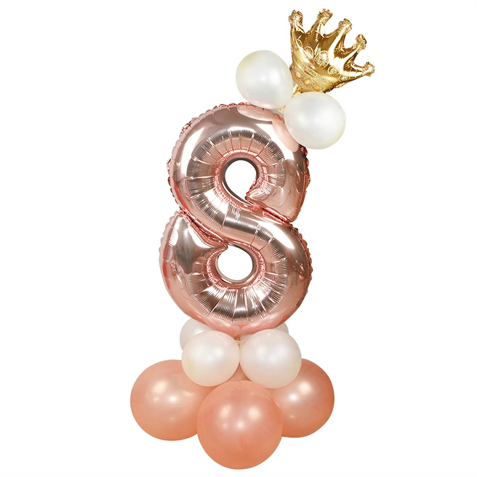 YCZOD 13Pcs Rose Gold Number Foil Balloons Set - Happy Birthday Decorations for Baby Shower, Kids Party & Family Celebrations (Number 8) | Perfect for Birthday Backdrops, Photo Booths & Anniversary Decor