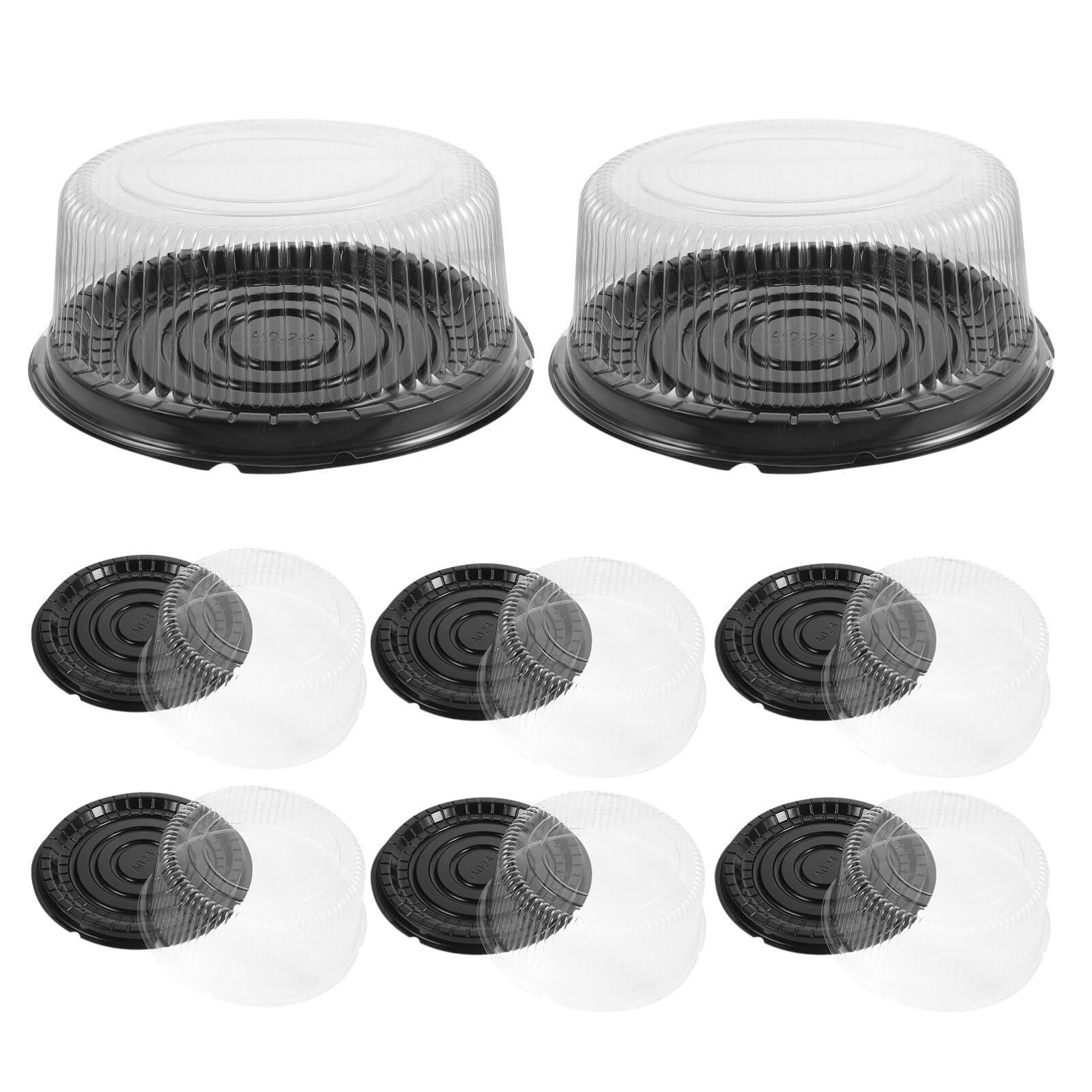ABOOFAN 10-Pack 8-Inch Clear Plastic Cake Containers with Dome Lids & Round Cake Boards - Disposable Transport Boxes for Birthday, Wedding, and Bakery Display