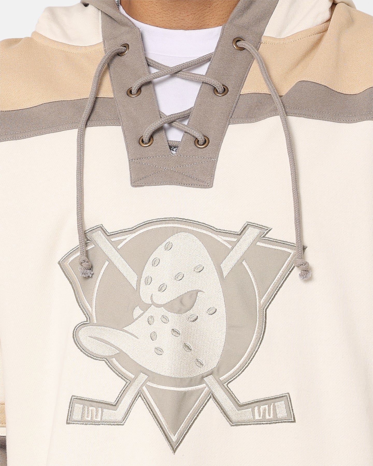 47 Brand Anaheim Ducks Superior Lacer Hoodie - Cream/Khaki NHL Hockey Sweatshirt for Men & Women | Cozy Pullover for Game Day & Casual Wear