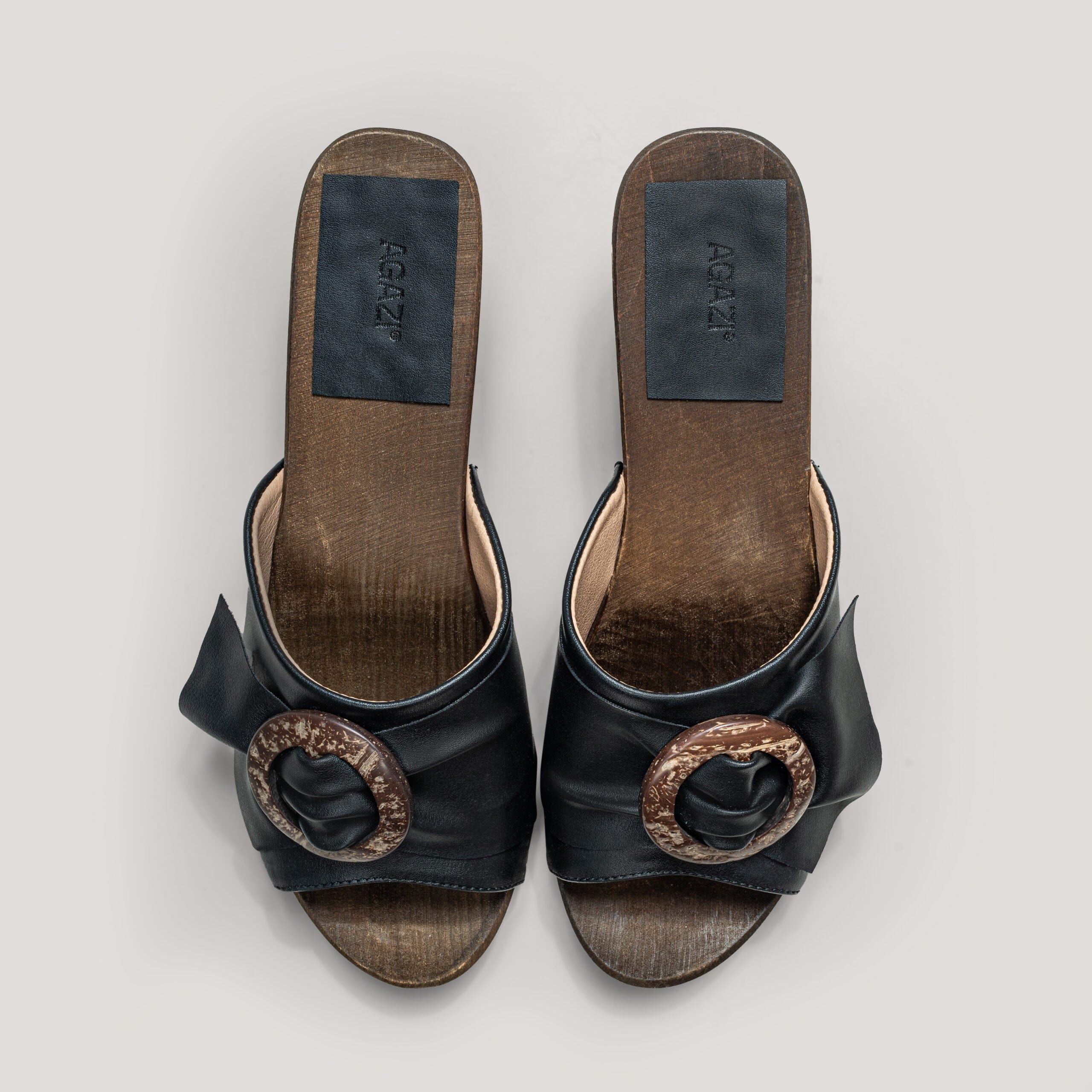 Vegan Grape Leather Wooden Clogs for Women & Men | Comfortable Black Clogs for Walking, Gardening & Casual Wear | Eco-Friendly & Sustainable Shoes