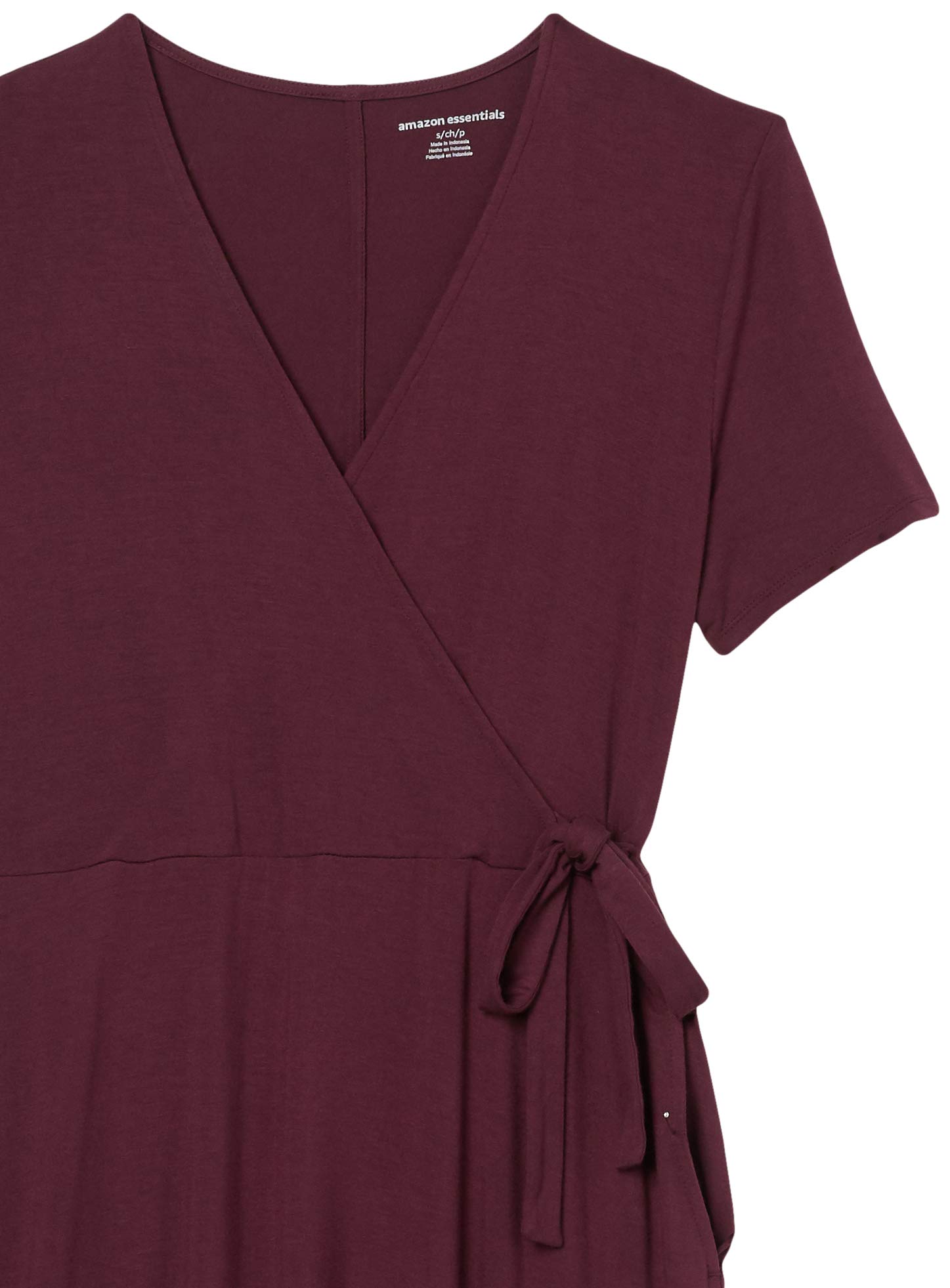 Amazon Essentials Women's Short Sleeve Faux-Wrap Dress - Flattering Casual & Office Wear for Women | Comfortable Stretchy Fabric for Everyday Use, Work, Dates & Special Occasions