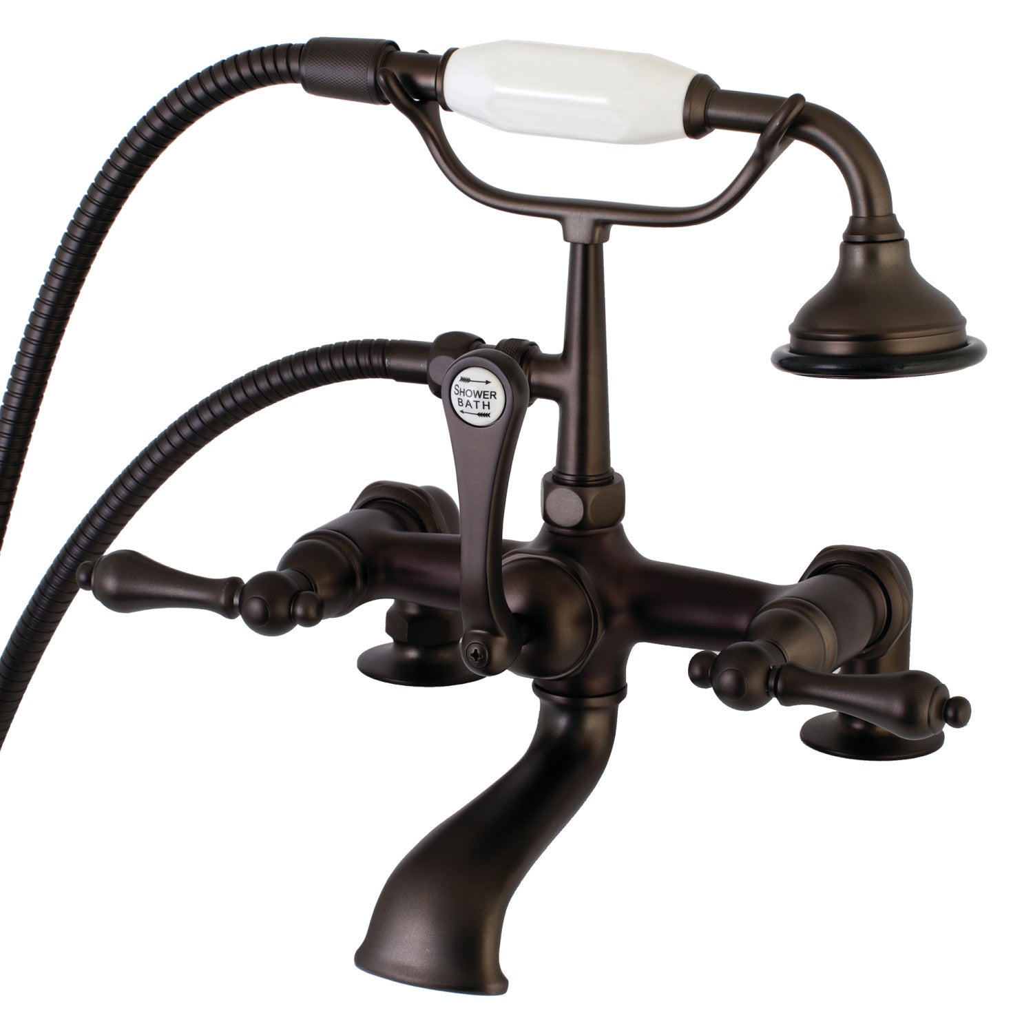 Vintage Clawfoot Tub Faucet with Hand Shower - Oil Rubbed Bronze 3-Handle 2-Hole Deck Mount Bathroom Fixture for Classic & Antique Style Bathrooms