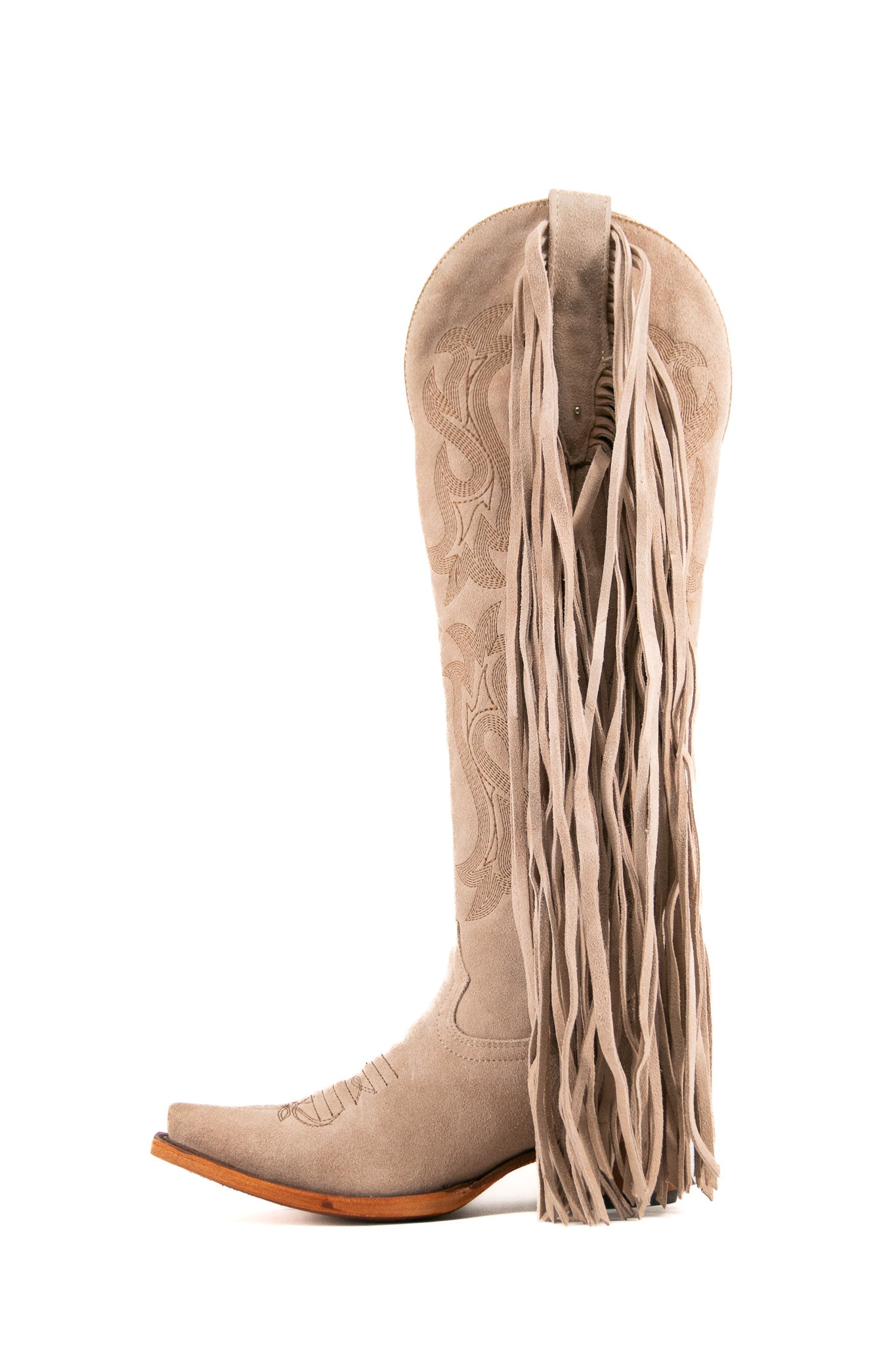 Maite Gamuza Tall Fringe Snip Toe Cowgirl Boots for Women - Western Riding & Country Fashion - Final Sale