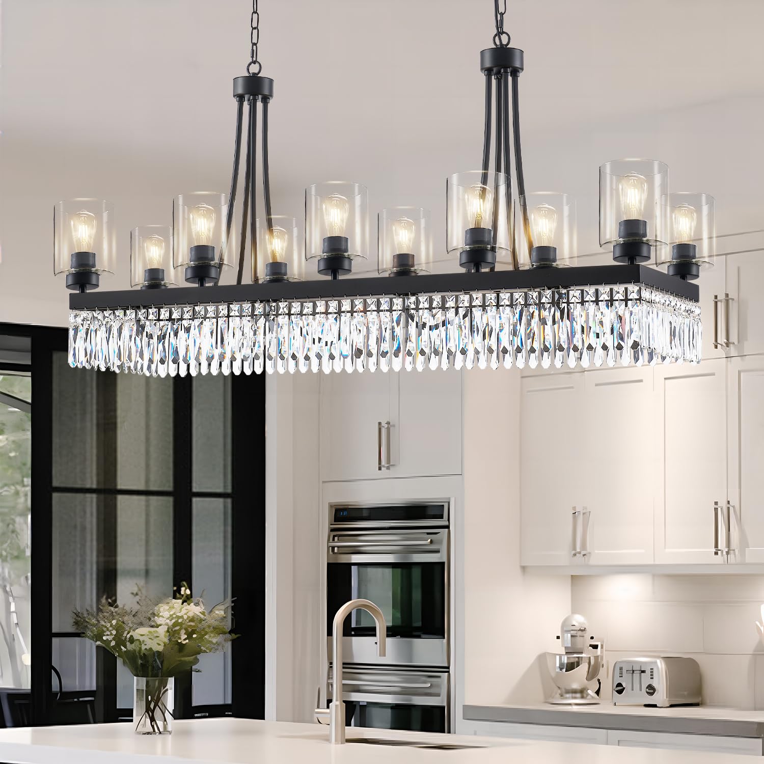 Modern Black Rectangle Crystal Chandelier - 47