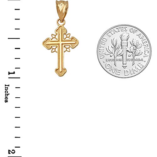 10K Yellow Gold Filigree Cross Charm Necklace for Women - Elegant Religious Jewelry Gift for Baptism, Confirmation & Everyday Wear