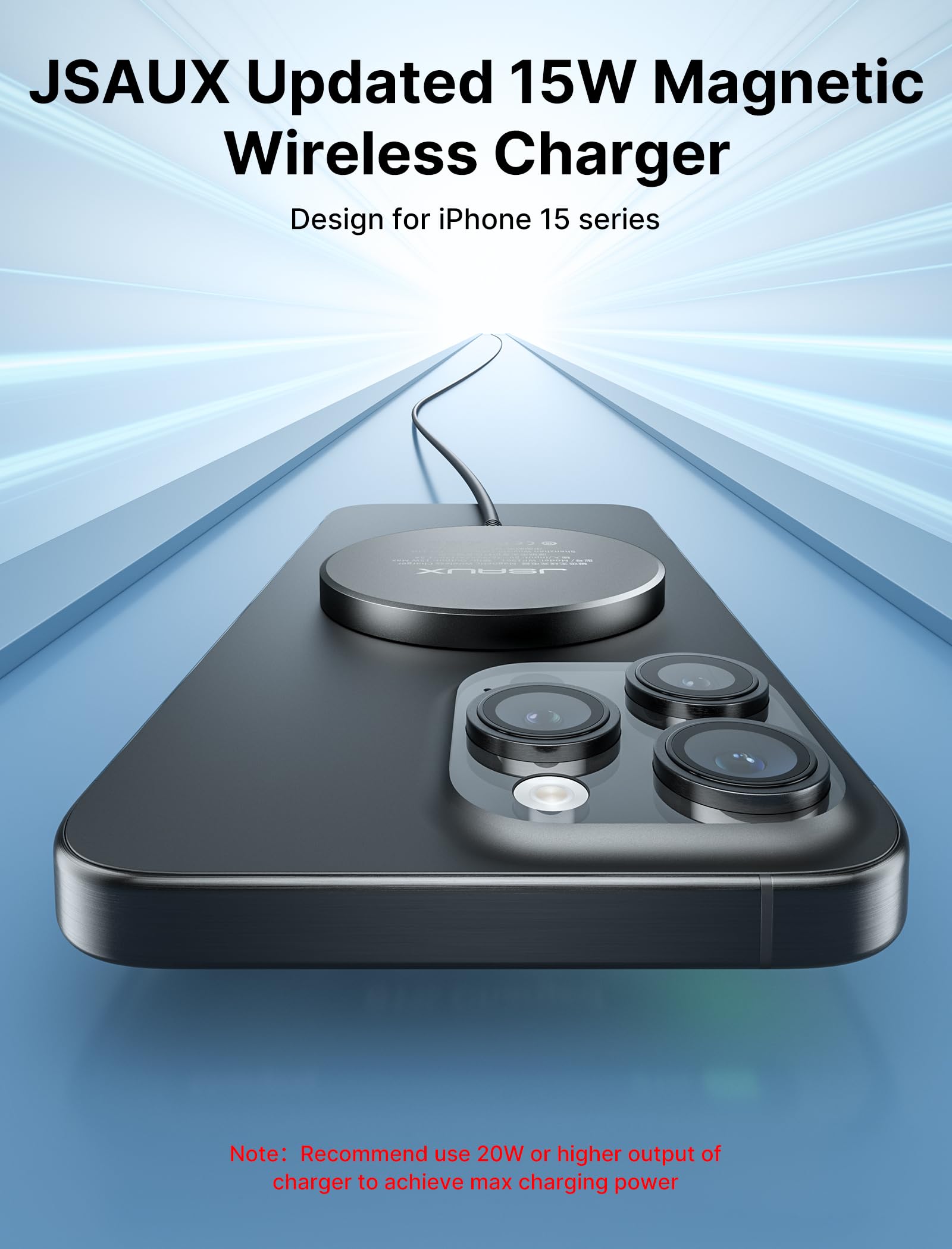 JSAUX 2-Pack Magnetic Wireless Charger - Compatible with MagSafe for iPhone 16/15/14/13/12 Series & AirPods - Fast Wireless Charging Pad for Home, Office & Travel (Black)