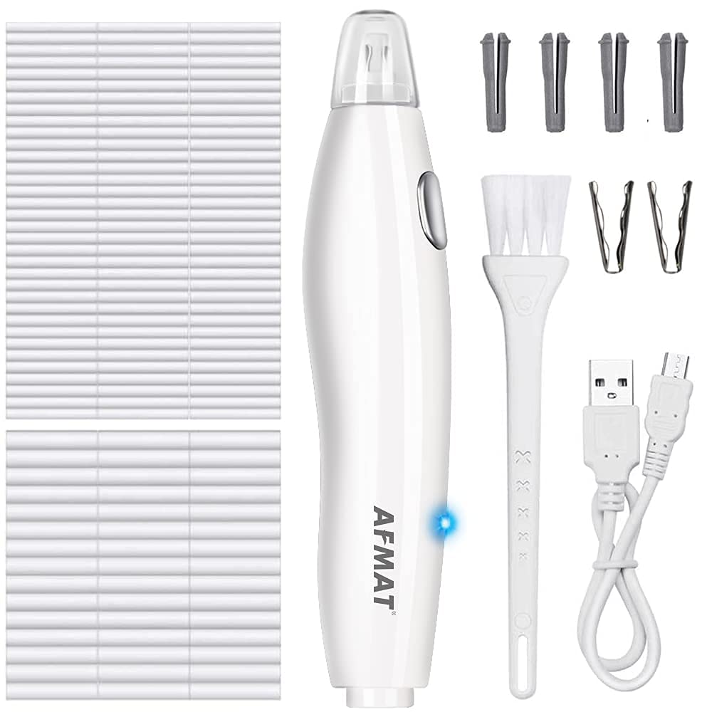 AFMAT Electric Pencil Sharpener & Eraser Kit - Auto Stop, Super Sharp Fast Sharpener with 140 Eraser Refills for Colored Pencils - Rechargeable Electric Eraser for Drawing, Drafting, Art, School & Office Supplies - Perfect for Artists, Students & Professionals
