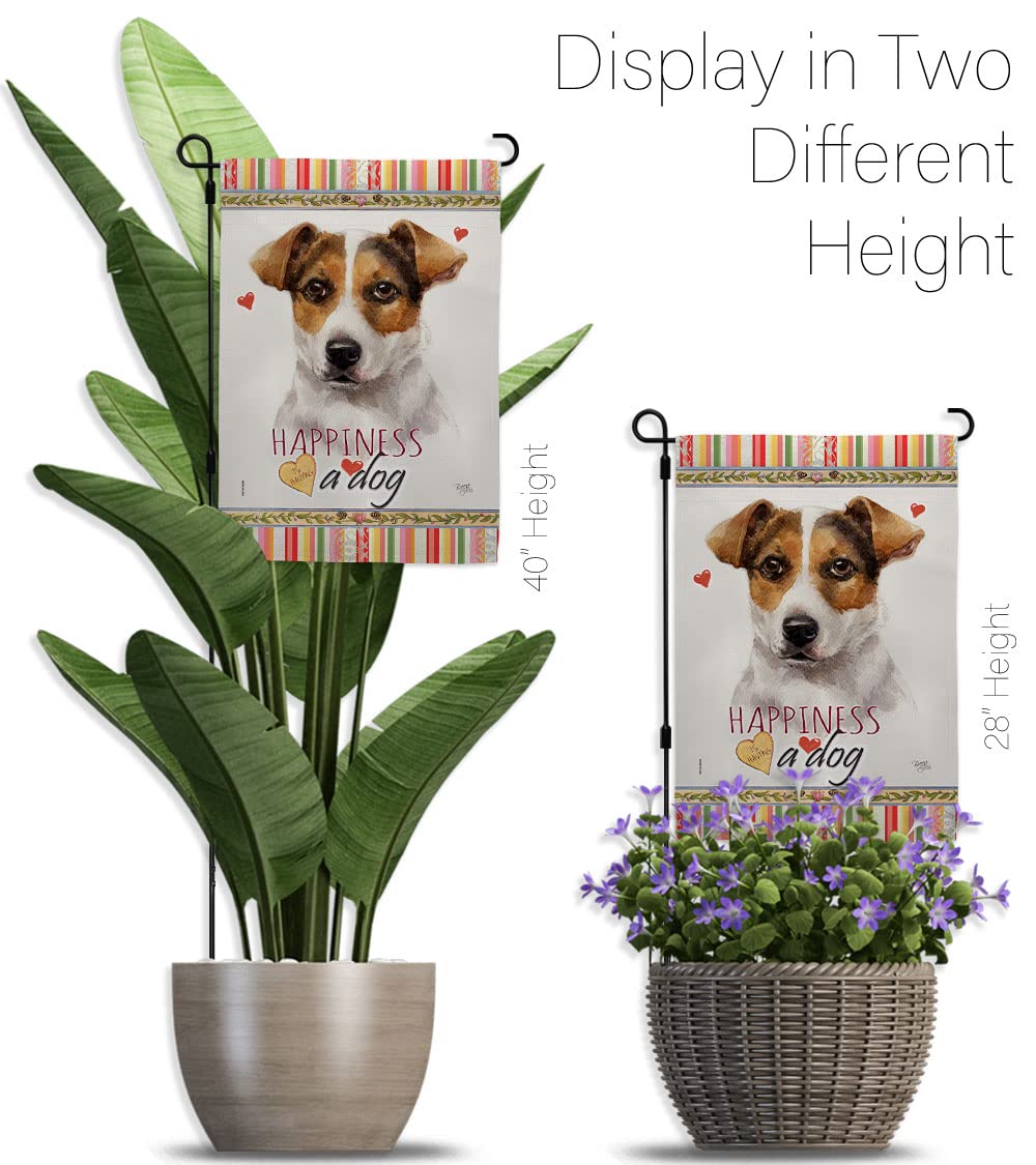 Russell Terrier Garden Flag Set with Stand - Double-Sided Dog Decor for Yard & Home