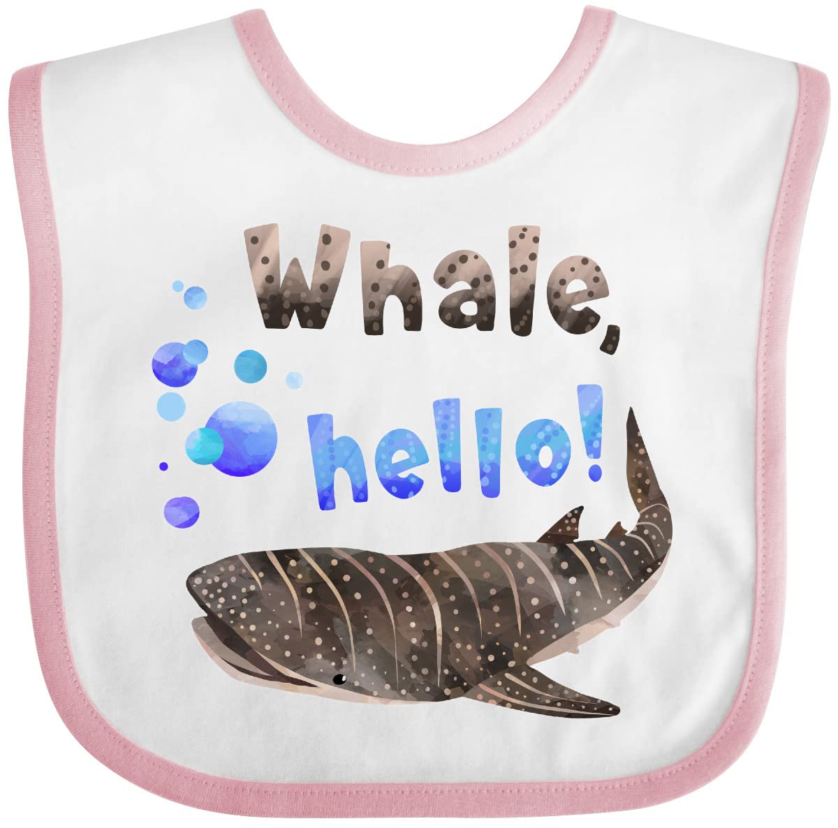 Inktastic Whale Shark Baby Bib - Cute Hello Whale with Bubbles Design - Soft & Absorbent for Infants & Toddlers - Perfect for Feeding Time, Daycare & Playdates