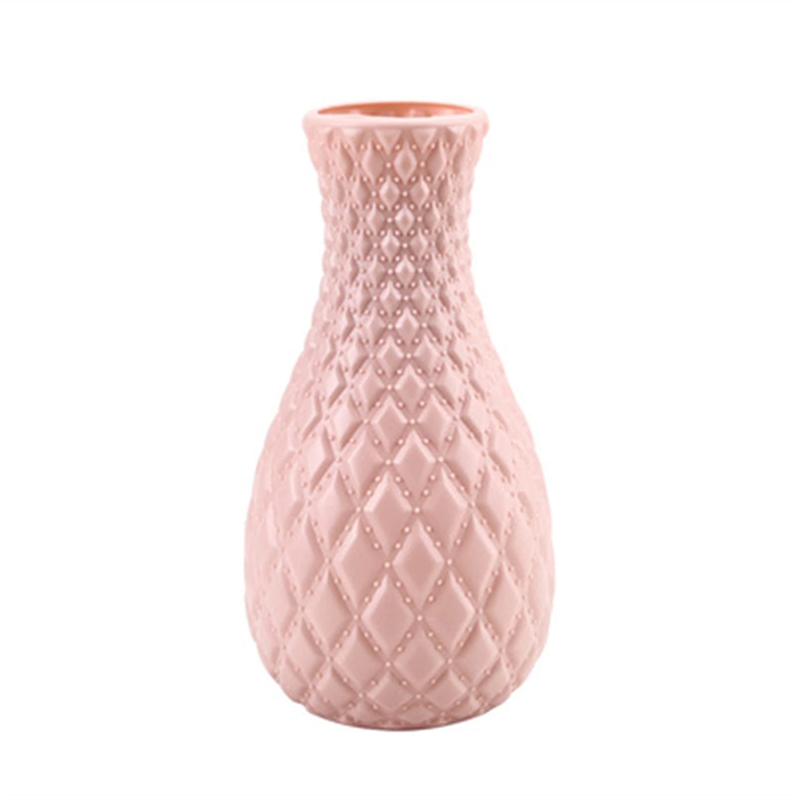 MYT MEIYITIAN Modern Pink Plastic Flower Vase - Nordic Style Home Decor, Office & Wedding Centerpiece - Lightweight Imitation Ceramic Vase for Fresh or Artificial Flowers - Perfect for Living Room, Dining Table, or Desktop Decoration