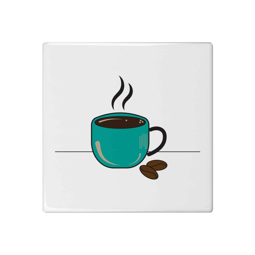 Azeeda 108mm Square Ceramic Tile - Coffee & Coffee Beans Design for Kitchen Backsplash, Bathroom Wall Decor (TD00018749) | Perfect for Home Renovation, DIY Projects & Gift Ideas
