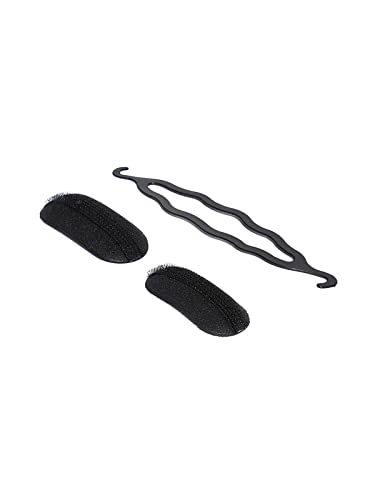 Chronex Puff and Donut/Bun Maker Hair Accessory Set - 3 Pack Black Hair Donut for Perfect Ballerina Bun & Voluminous Updo - Great for Weddings, Prom, Dance & Everyday Hairstyles