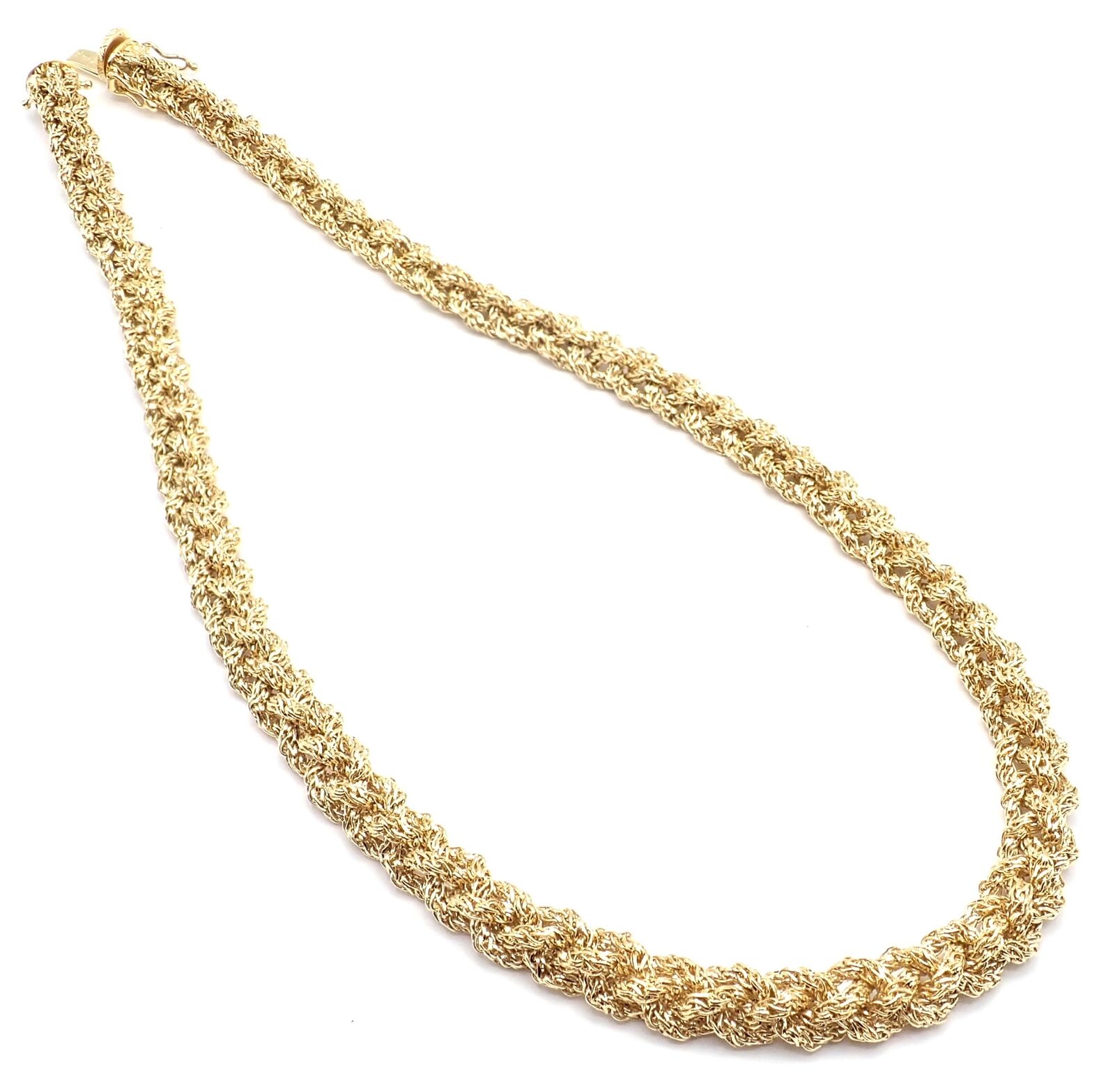 Authentic Vintage Tiffany & Co 18k Yellow Gold Basketweave Link Chain Necklace - Perfect for Elegant Evening Wear & Special Occasions