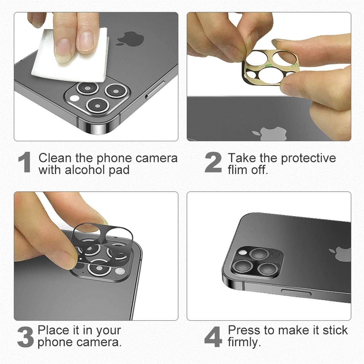 Premium Aluminum Alloy Camera Lens Protector for iPhone 13 Pro/13 Pro Max - 2 Pack Durable Scratch-Resistant Back Cover Shield (Black) - Perfect for Outdoor Adventures, Travel & Daily Protection