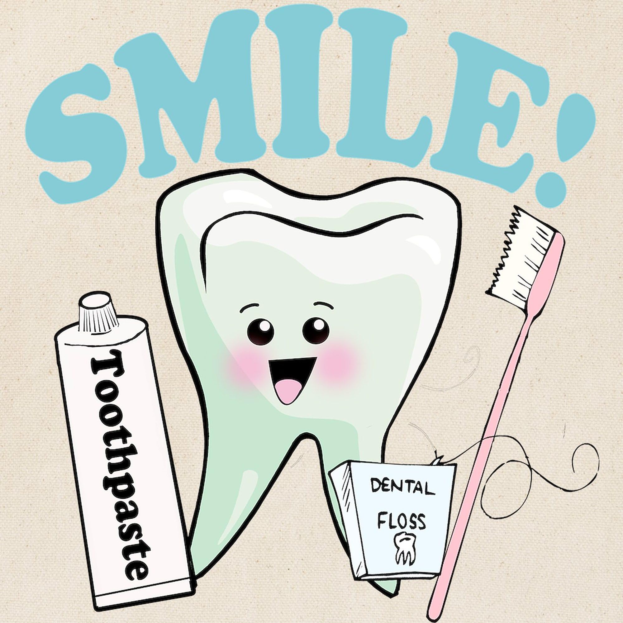 Smile Dentist Dental Hygiene Tote Bag - Natural Canvas Reusable Shopping Bag for Dental Professionals & Students | Perfect for Work, School & Groceries