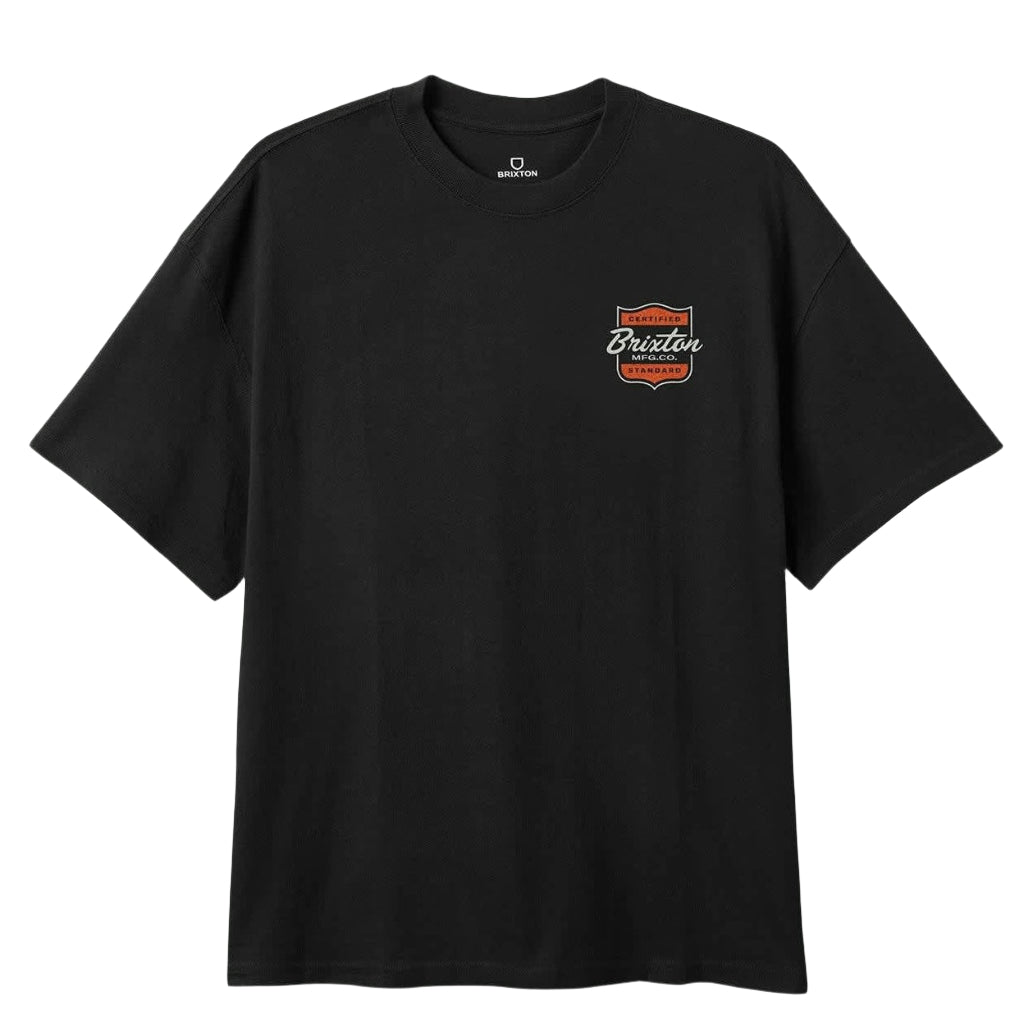 Brixton Brooker Short Sleeve T-Shirt for Men - Soft Cotton Casual Tee - Black - Perfect for Everyday Wear & Street Style
