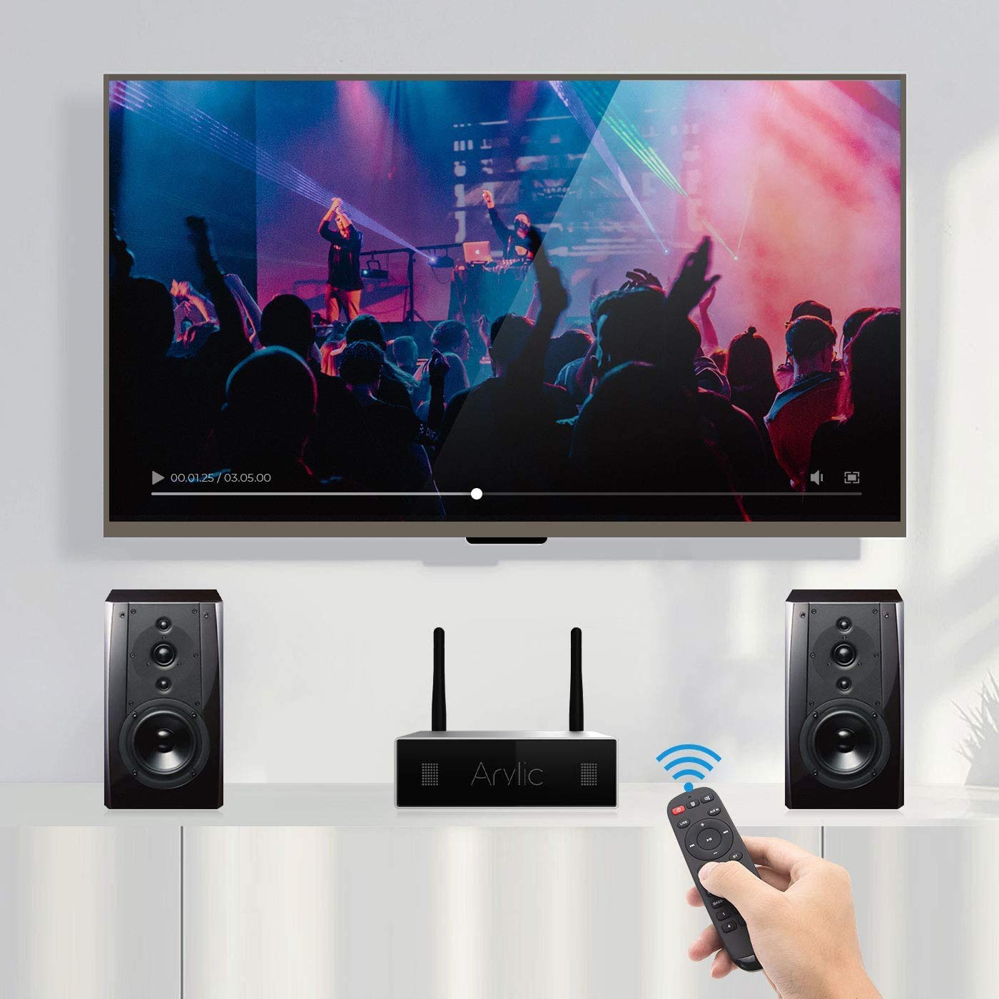 Arylic Up2stream A50+ 50W x 2 Stereo Amplifier - Wireless WiFi & Bluetooth Multiroom Audio System for Home Speakers | Supports AirPlay, Spotify & Tidal | Perfect for Living Room, Bedroom or Office Music Streaming