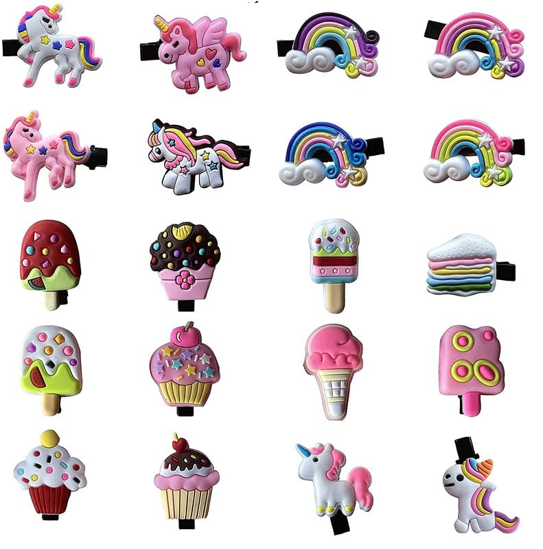FAMEZA 20-Pack Unicorn Hair Clips for Girls - Rainbow Cute Hair Accessories Barrettes for Toddlers, Teens & Kids - Perfect for School, Parties & Daily Styling