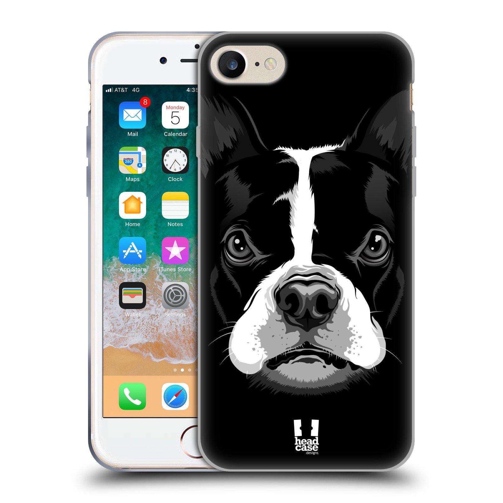 Head Case Designs Boston Terrier Big Face Illustrated Soft Gel Case for Apple iPhone 7/8/SE 2020 & 2022 - Perfect for Pet Lovers & Everyday Protection