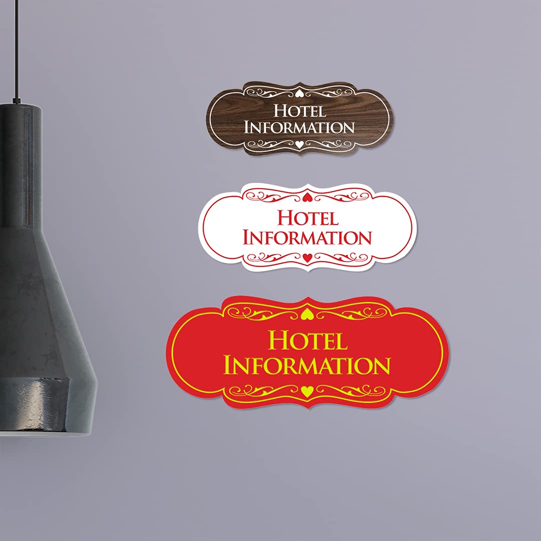 ByLITA Designer Hotel Information Sign - Ivory & Dark Brown Medium Size | Elegant Room Decor for Lobbies, Hallways & Guest Rooms