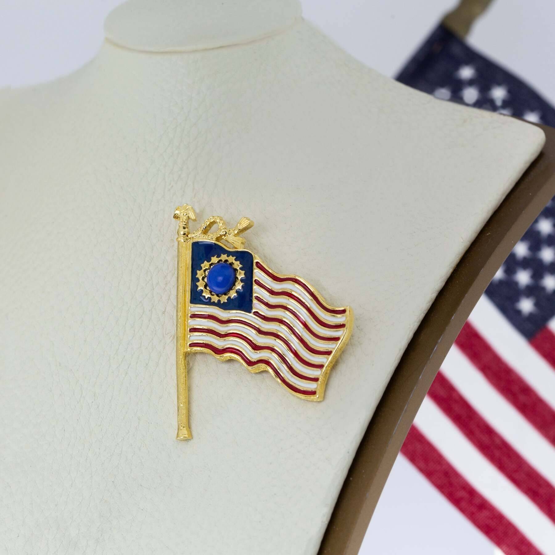 1928 Jewelry 13 Star American Flag Patriotic Pin Brooch - Vintage Patriotic Jewelry for Women - Perfect for 4th of July, Veterans Day & Patriotic Events