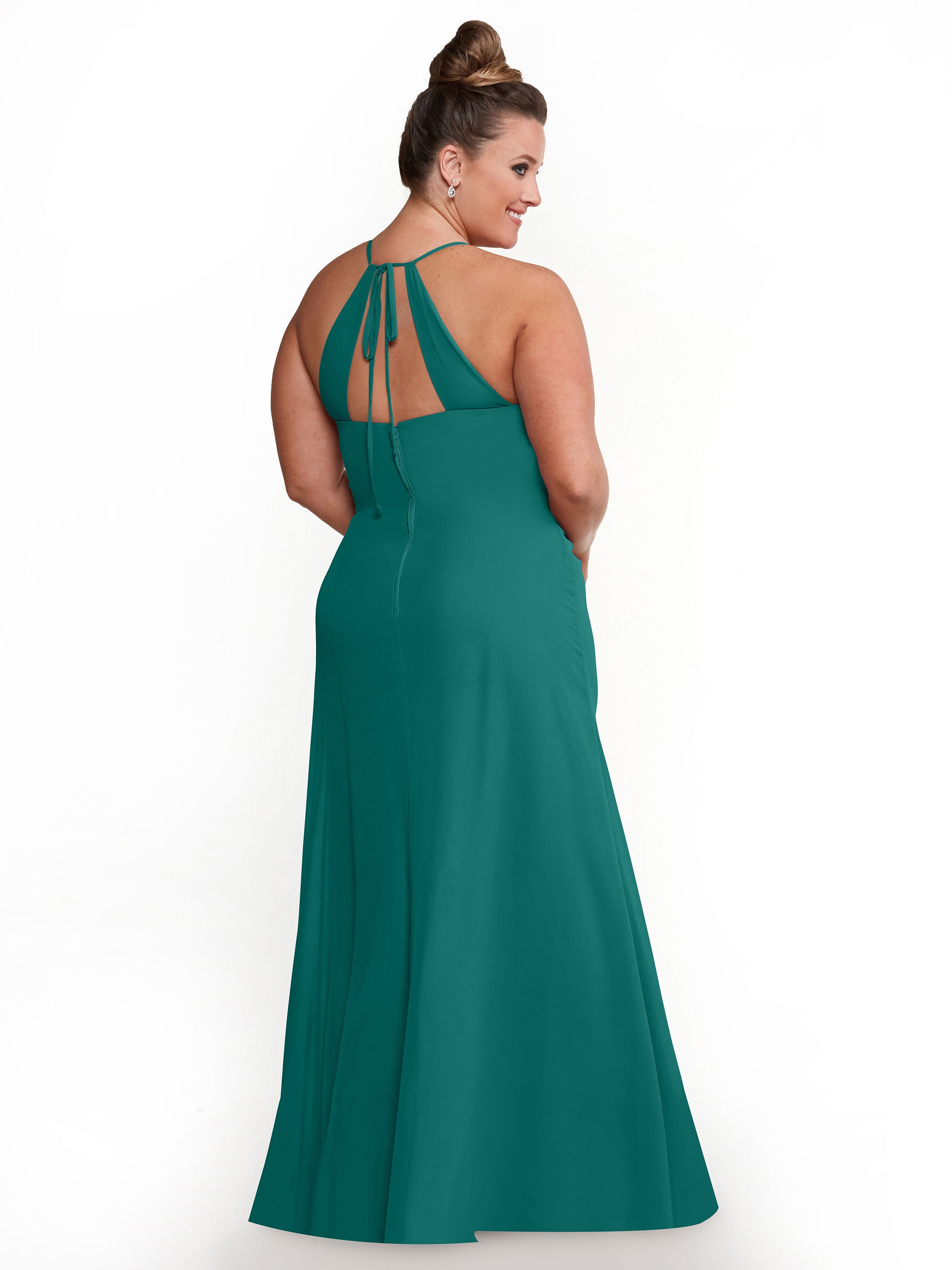 Elegant A-Line Chiffon Bridesmaid Dress with Keyhole Halter Neckline - Perfect for Weddings, Formal Events & Special Occasions
