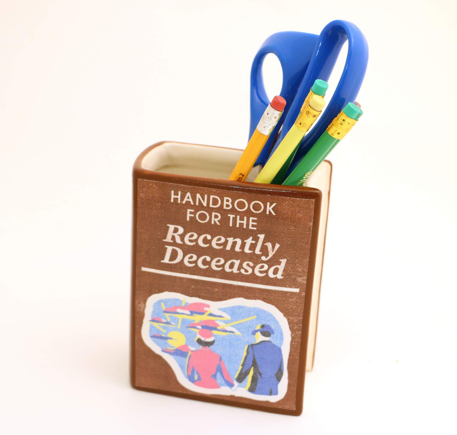 Handbook for the Recently Deceased - Unique Pencil Holder & Book Vase - Gothic Home Office Decor & Gift Idea for Halloween, Dark Academia Lovers
