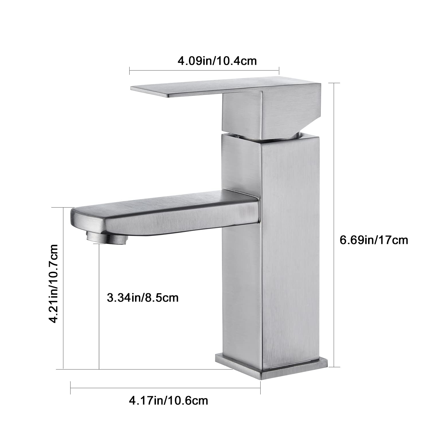 Stainless Steel Single Handle Bathroom Sink Faucet - Brushed Nickel for Vanity & Laundry