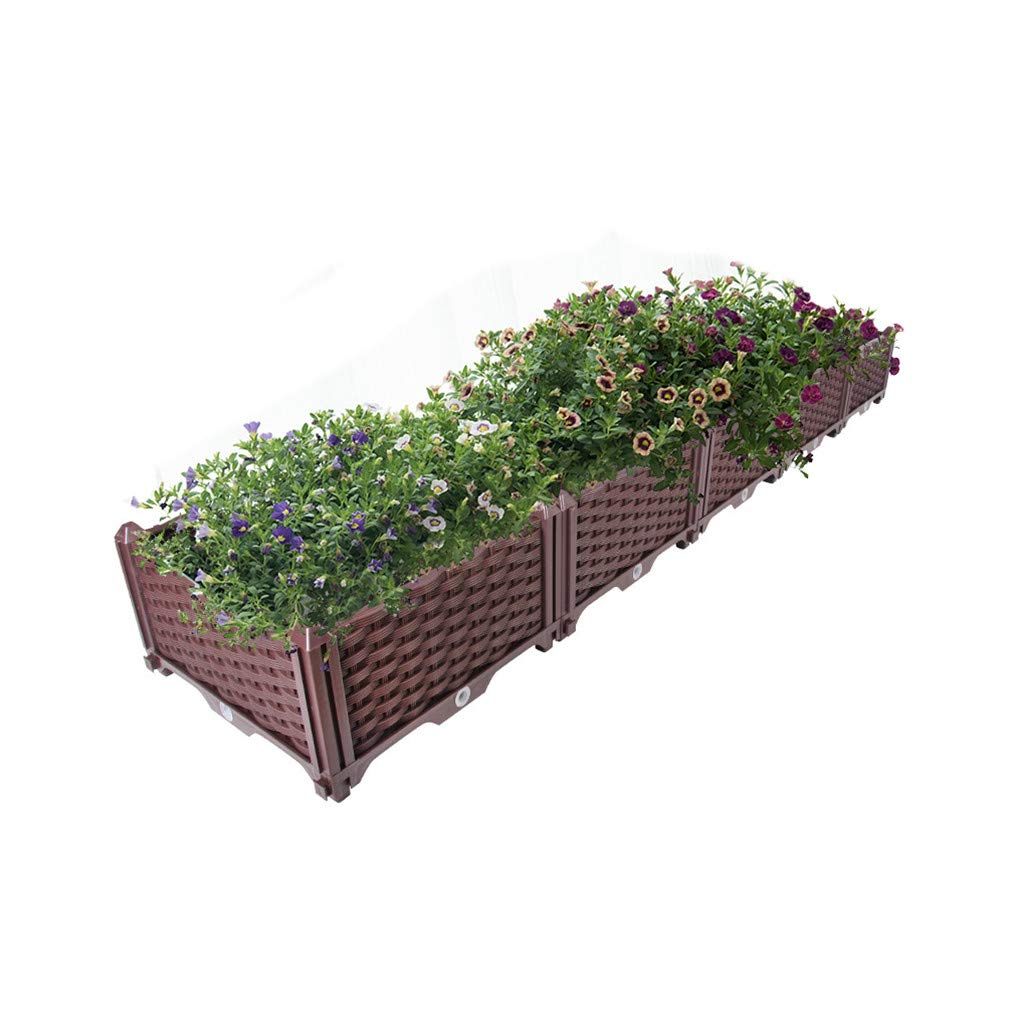 Hershii 76.77 x 15.35 x 8.66 Inch Brown Plastic Raised Garden Bed Kit - Rectangular Planter Box for Vegetables, Herbs, Flowers & Succulents - Indoor & Outdoor Gardening Container - Perfect for Patio, Balcony, Backyard & Urban Farming