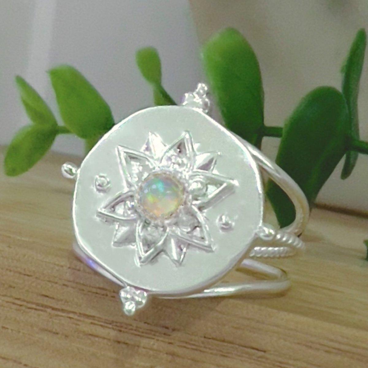 Laihas Intricate Vera May Sterling Silver Boho Ring with Genuine Opal - Elegant Bohemian Jewelry for Women, Perfect for Weddings, Parties & Everyday Wear