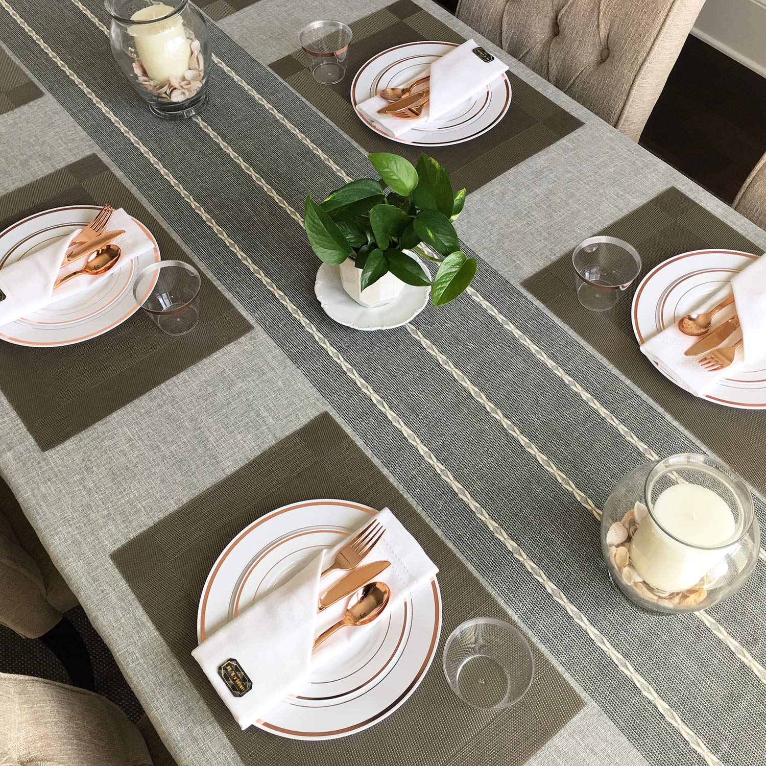 75-Piece Rose Gold Plastic Cutlery Set - Reusable & Eco-Friendly Disposable Utensils for Weddings, Parties, Events (25 Forks, 25 Spoons, 25 Knives) by JL Prime - Elegant Tableware for Bridal Showers, Anniversaries & Outdoor Gatherings