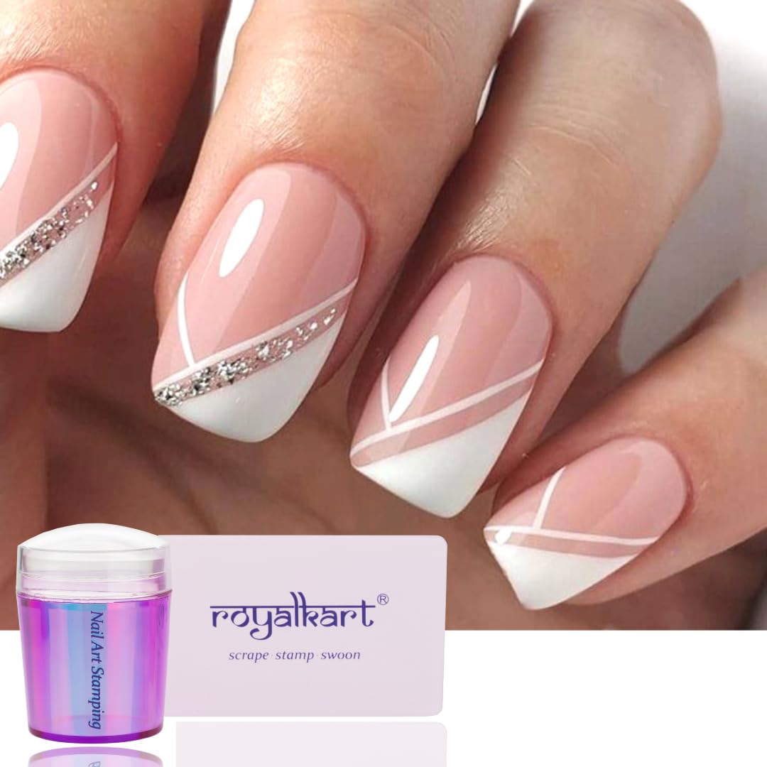 RoyalKart Professional Nail Art Kit for Girls & Beginners - 5 Dotting Pens, Stamping Plates, Silicone Stamper, Scraper, Buffer & Fimo Clay Wheel - Complete DIY Manicure Set for Home Salon & Party Nail Designs (Explorer-02)