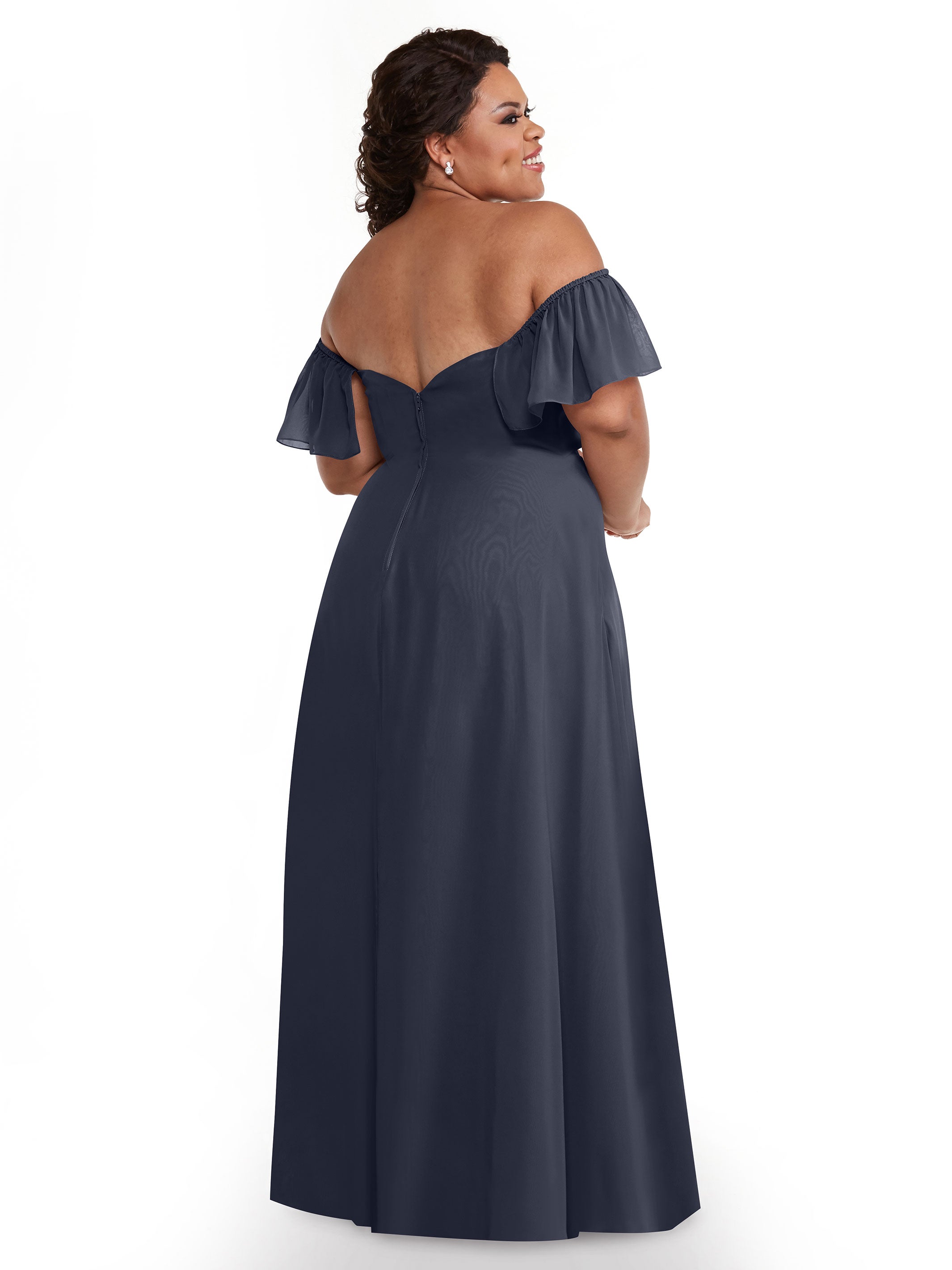 Elegant A-Line Off-The-Shoulder Chiffon Bridesmaid Dress with Pockets - 80168 | Perfect for Weddings, Formal Events & Special Occasions